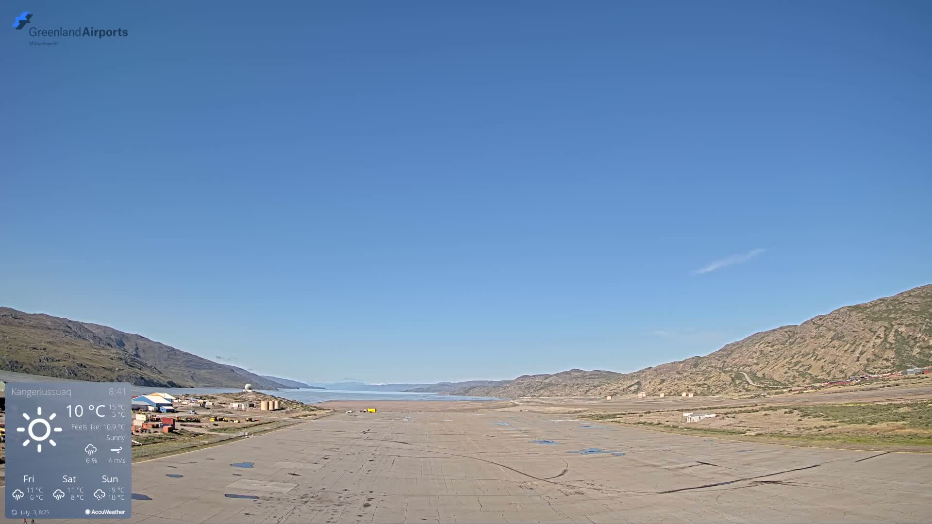 Kangerlussuaq Village & Kangerlussuaq Sondre Stromfjord Airport West Towards View Live Cam SFJ/BGSF - Kangerlussuaq, Qeqqata, Greenland, Denmark