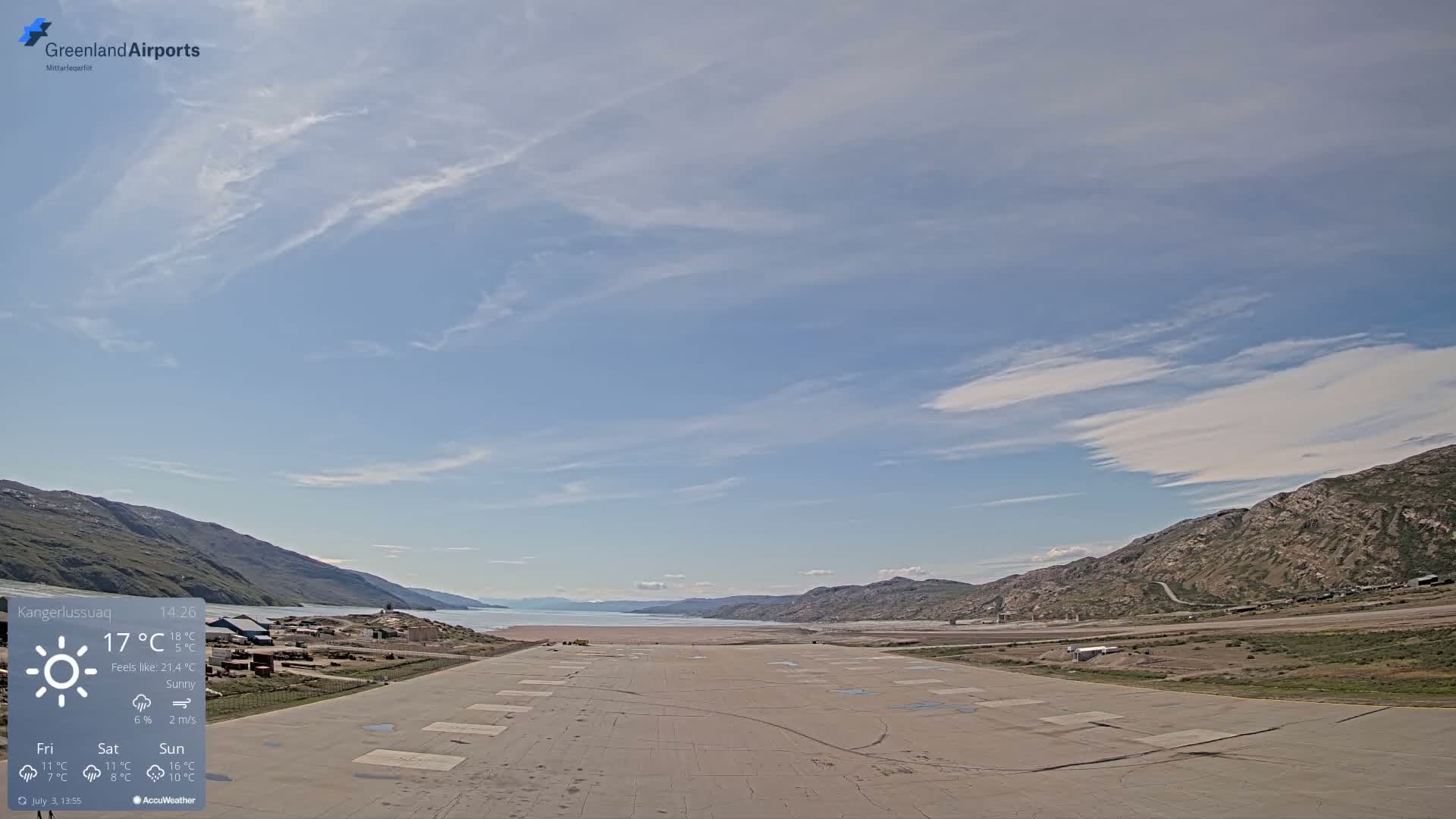Kangerlussuaq Village & Kangerlussuaq Sondre Stromfjord Airport West Towards View Live Cam SFJ/BGSF - Kangerlussuaq, Qeqqata, Greenland, Denmark