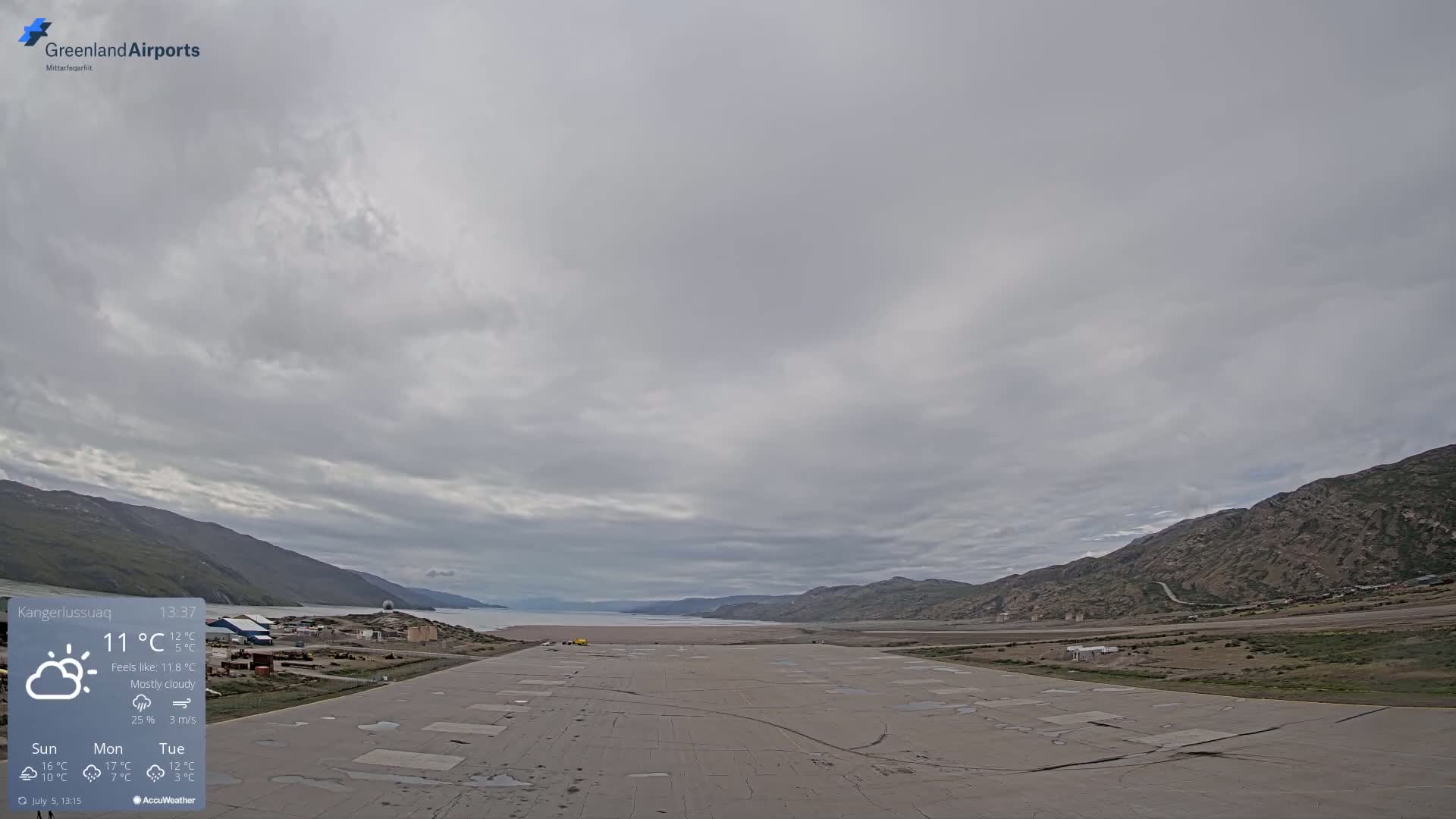 Kangerlussuaq Village & Kangerlussuaq Sondre Stromfjord Airport West Towards View Live Cam SFJ/BGSF - Kangerlussuaq, Qeqqata, Greenland, Denmark
