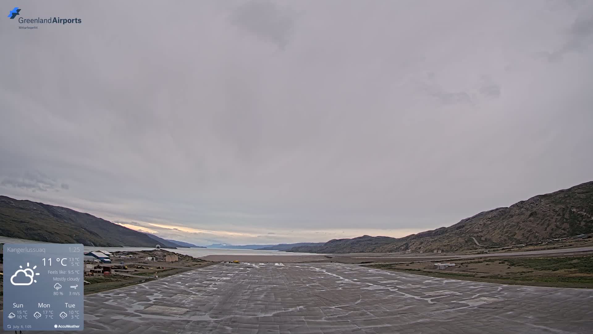 Kangerlussuaq Village & Kangerlussuaq Sondre Stromfjord Airport West Towards View Live Cam SFJ/BGSF - Kangerlussuaq, Qeqqata, Greenland, Denmark