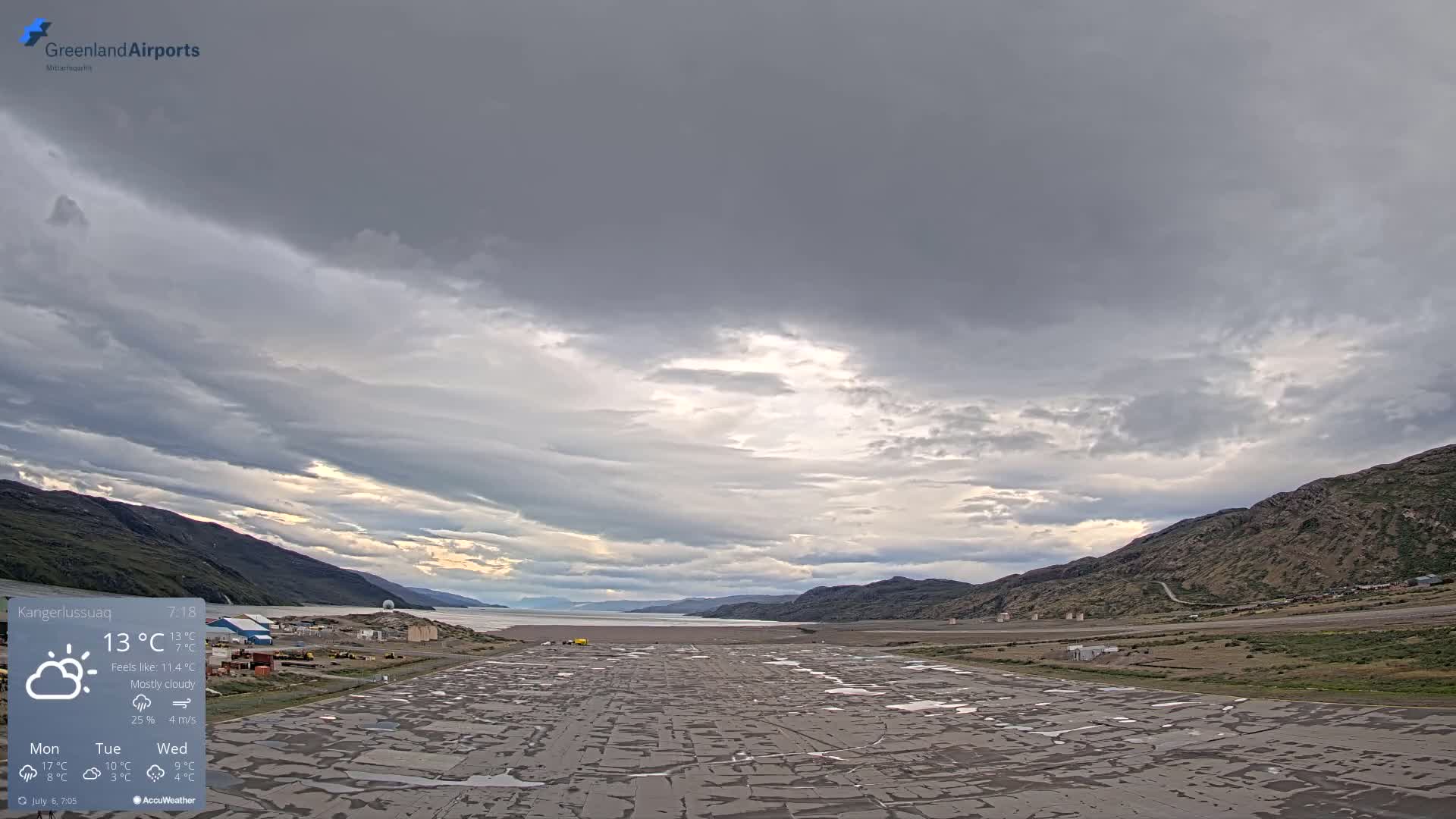 Kangerlussuaq Village & Kangerlussuaq Sondre Stromfjord Airport West Towards View Live Cam SFJ/BGSF - Kangerlussuaq, Qeqqata, Greenland, Denmark