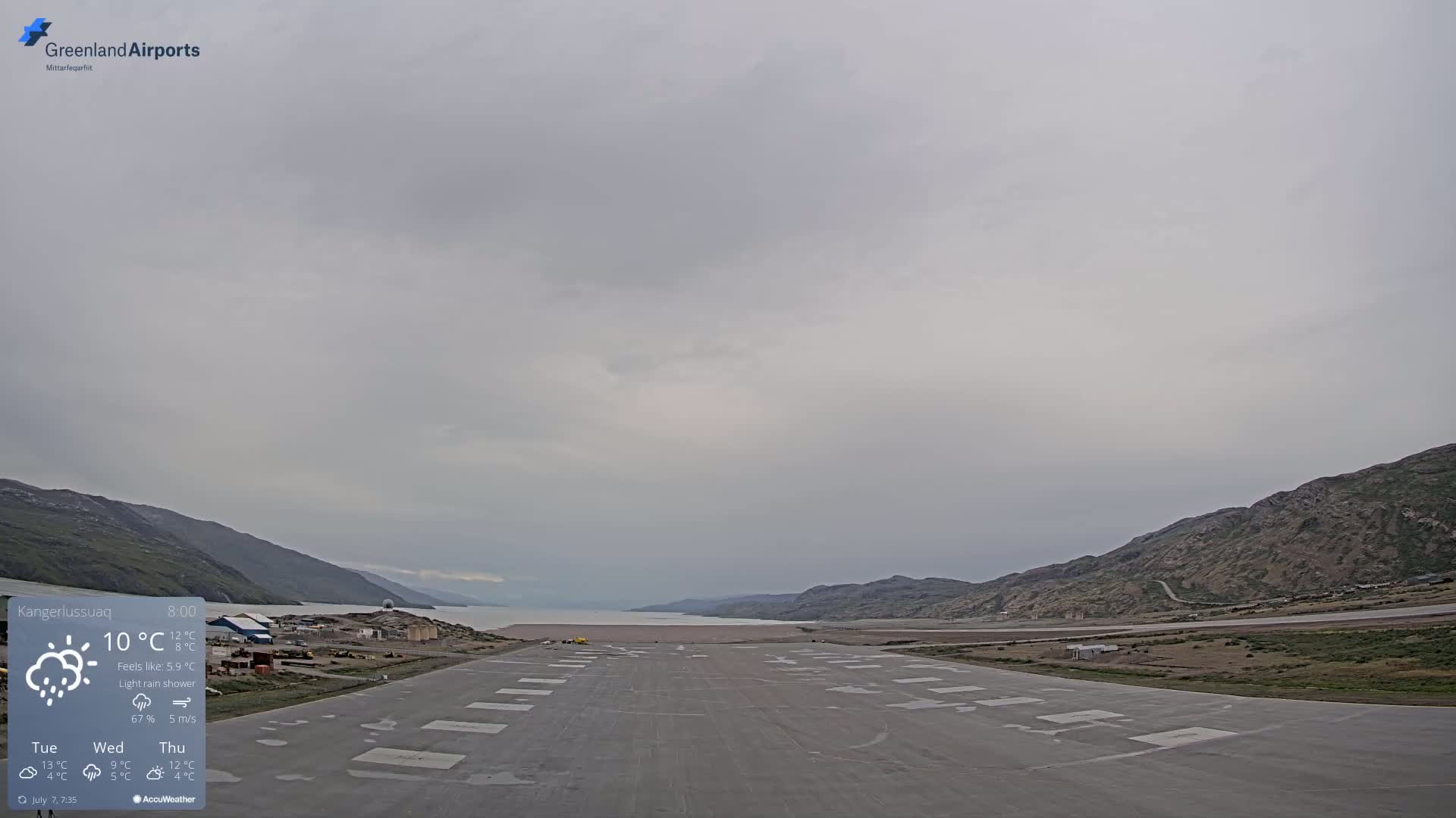 Kangerlussuaq Village & Kangerlussuaq Sondre Stromfjord Airport West Towards View Live Cam SFJ/BGSF - Kangerlussuaq, Qeqqata, Greenland, Denmark