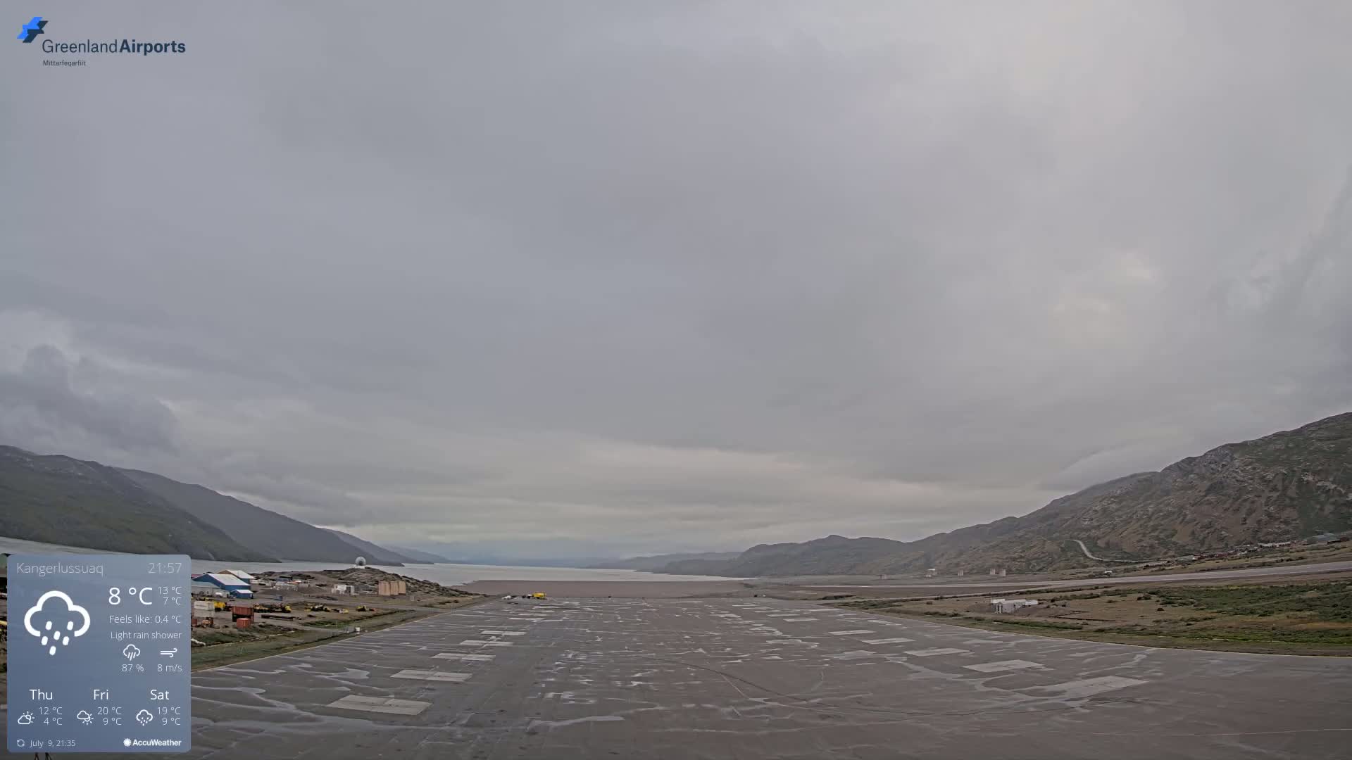 Kangerlussuaq Village & Kangerlussuaq Sondre Stromfjord Airport West Towards View Live Cam SFJ/BGSF - Kangerlussuaq, Qeqqata, Greenland, Denmark