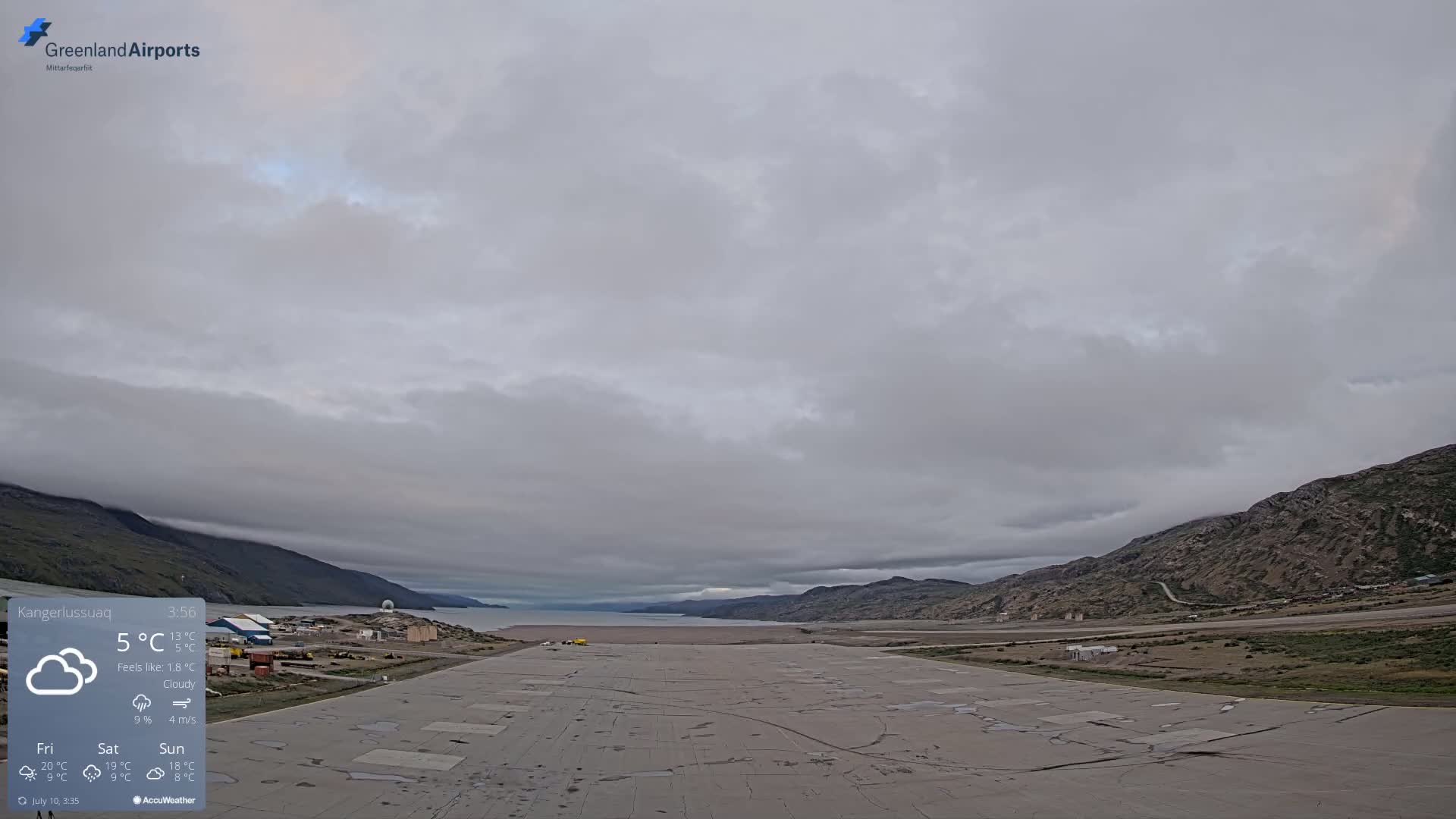 Kangerlussuaq Village & Kangerlussuaq Sondre Stromfjord Airport West Towards View Live Cam SFJ/BGSF - Kangerlussuaq, Qeqqata, Greenland, Denmark