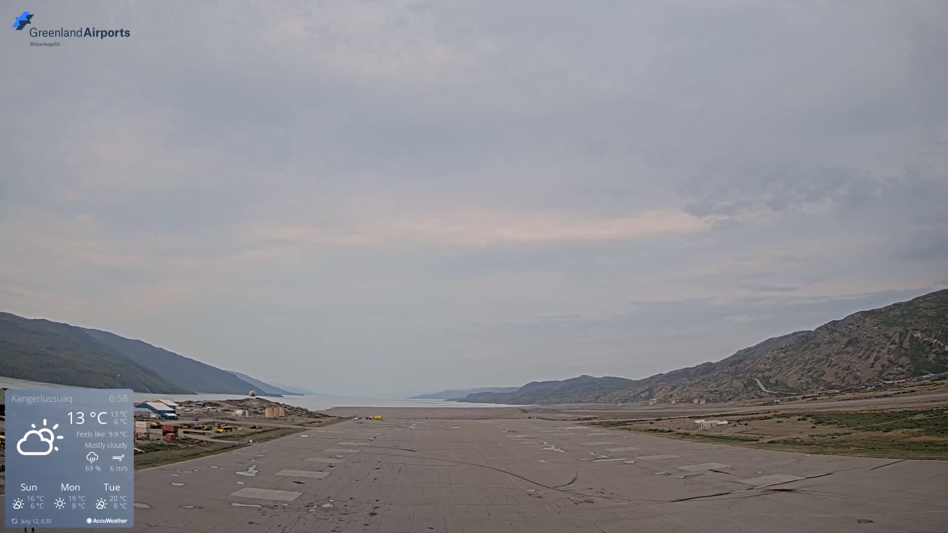 Kangerlussuaq Village & Kangerlussuaq Sondre Stromfjord Airport West Towards View Live Cam SFJ/BGSF - Kangerlussuaq, Qeqqata, Greenland, Denmark
