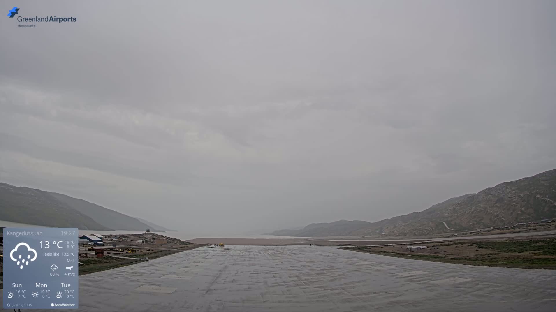 Kangerlussuaq Village & Kangerlussuaq Sondre Stromfjord Airport West Towards View Live Cam SFJ/BGSF - Kangerlussuaq, Qeqqata, Greenland, Denmark