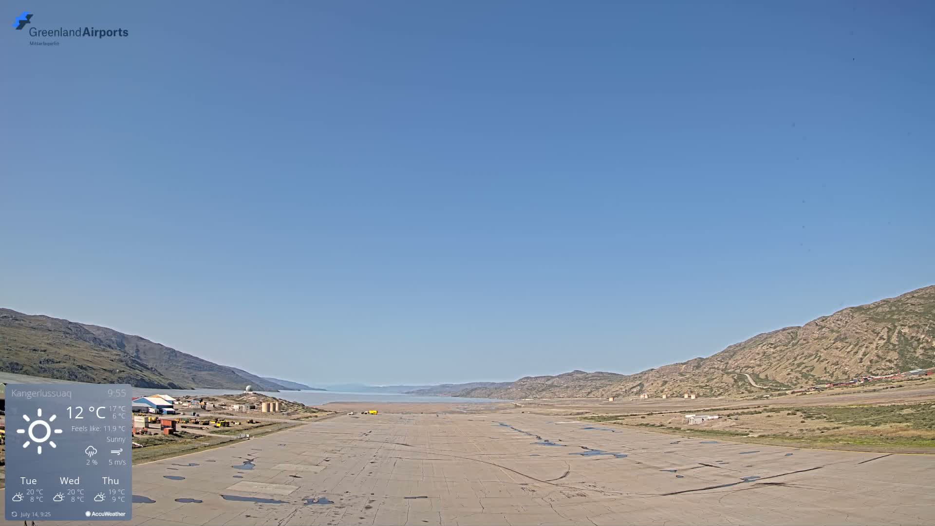 Kangerlussuaq Village & Kangerlussuaq Sondre Stromfjord Airport West Towards View Live Cam SFJ/BGSF - Kangerlussuaq, Qeqqata, Greenland, Denmark