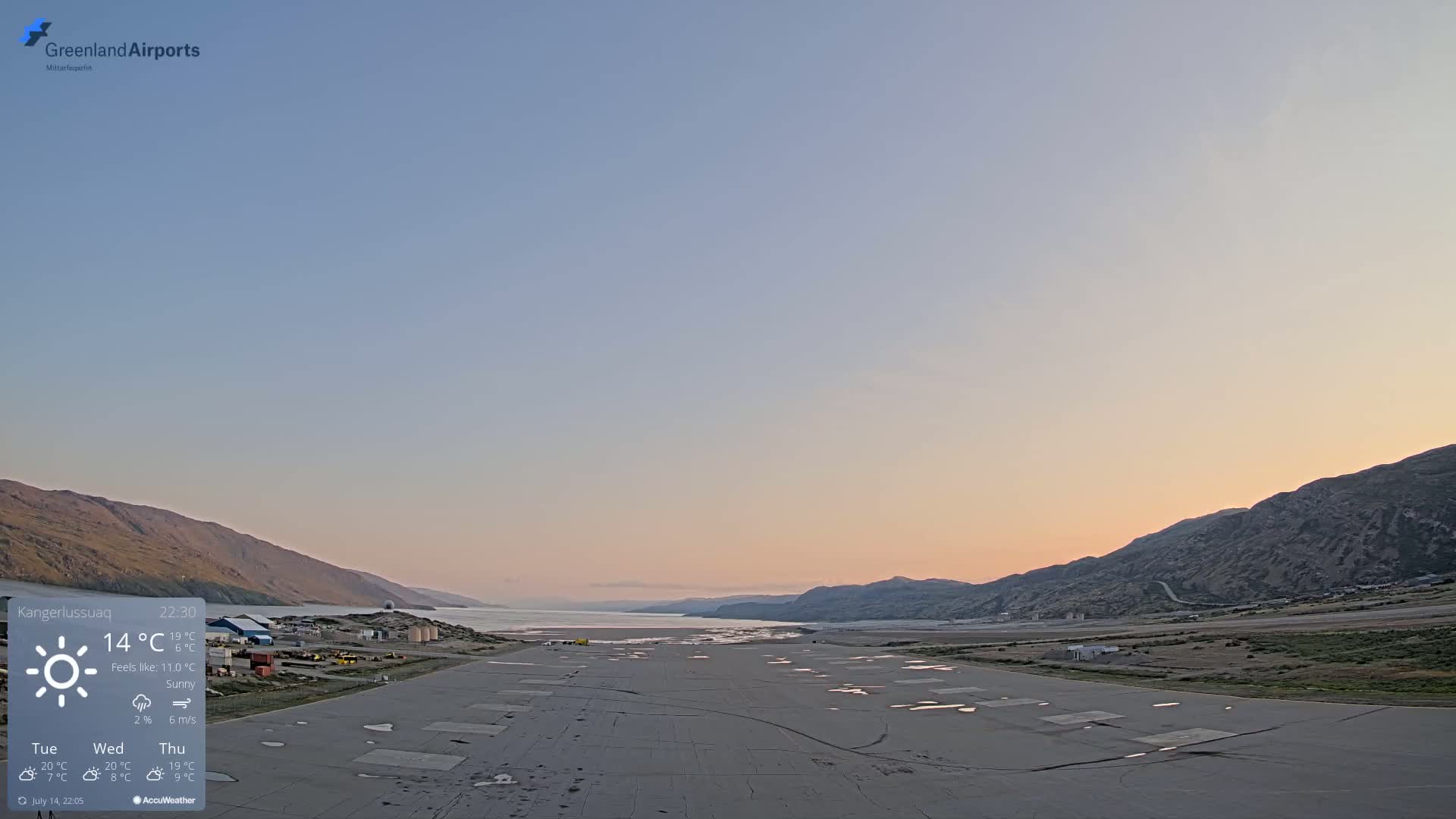 Kangerlussuaq Village & Kangerlussuaq Sondre Stromfjord Airport West Towards View Live Cam SFJ/BGSF - Kangerlussuaq, Qeqqata, Greenland, Denmark