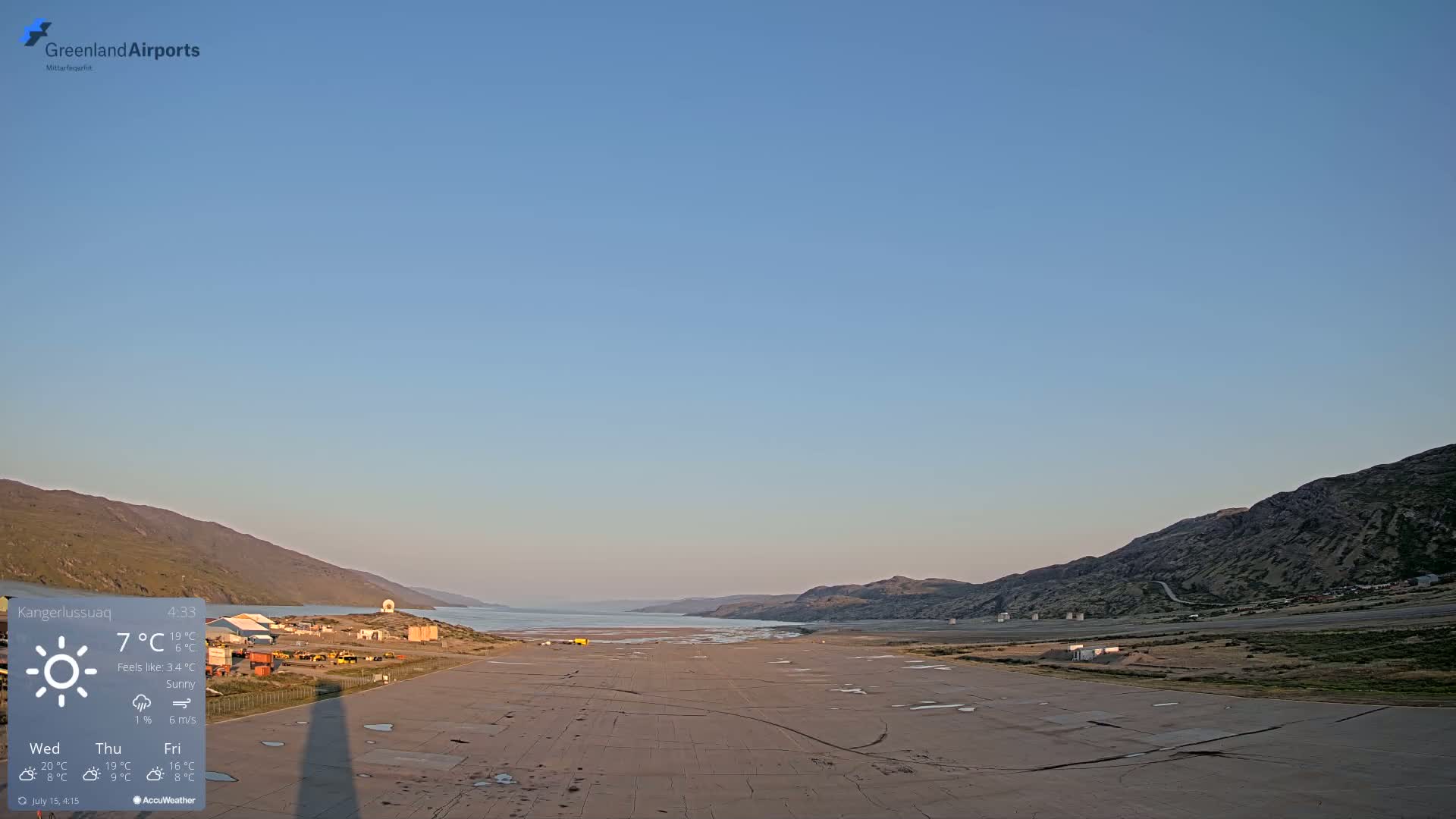 Kangerlussuaq Village & Kangerlussuaq Sondre Stromfjord Airport West Towards View Live Cam SFJ/BGSF - Kangerlussuaq, Qeqqata, Greenland, Denmark