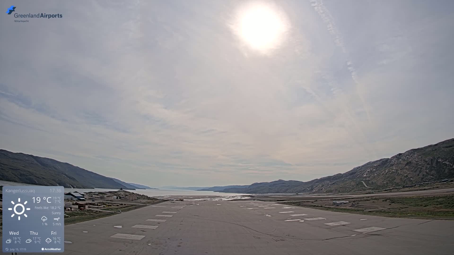 Kangerlussuaq Village & Kangerlussuaq Sondre Stromfjord Airport West Towards View Live Cam SFJ/BGSF - Kangerlussuaq, Qeqqata, Greenland, Denmark
