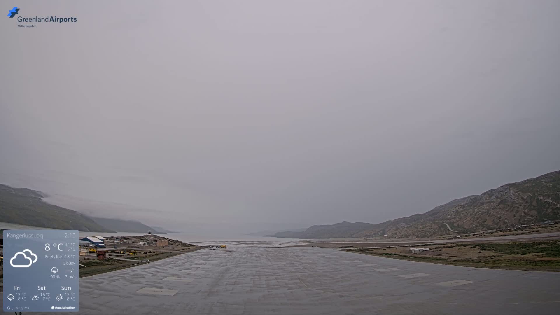 Kangerlussuaq Village & Kangerlussuaq Sondre Stromfjord Airport West Towards View Live Cam SFJ/BGSF - Kangerlussuaq, Qeqqata, Greenland, Denmark