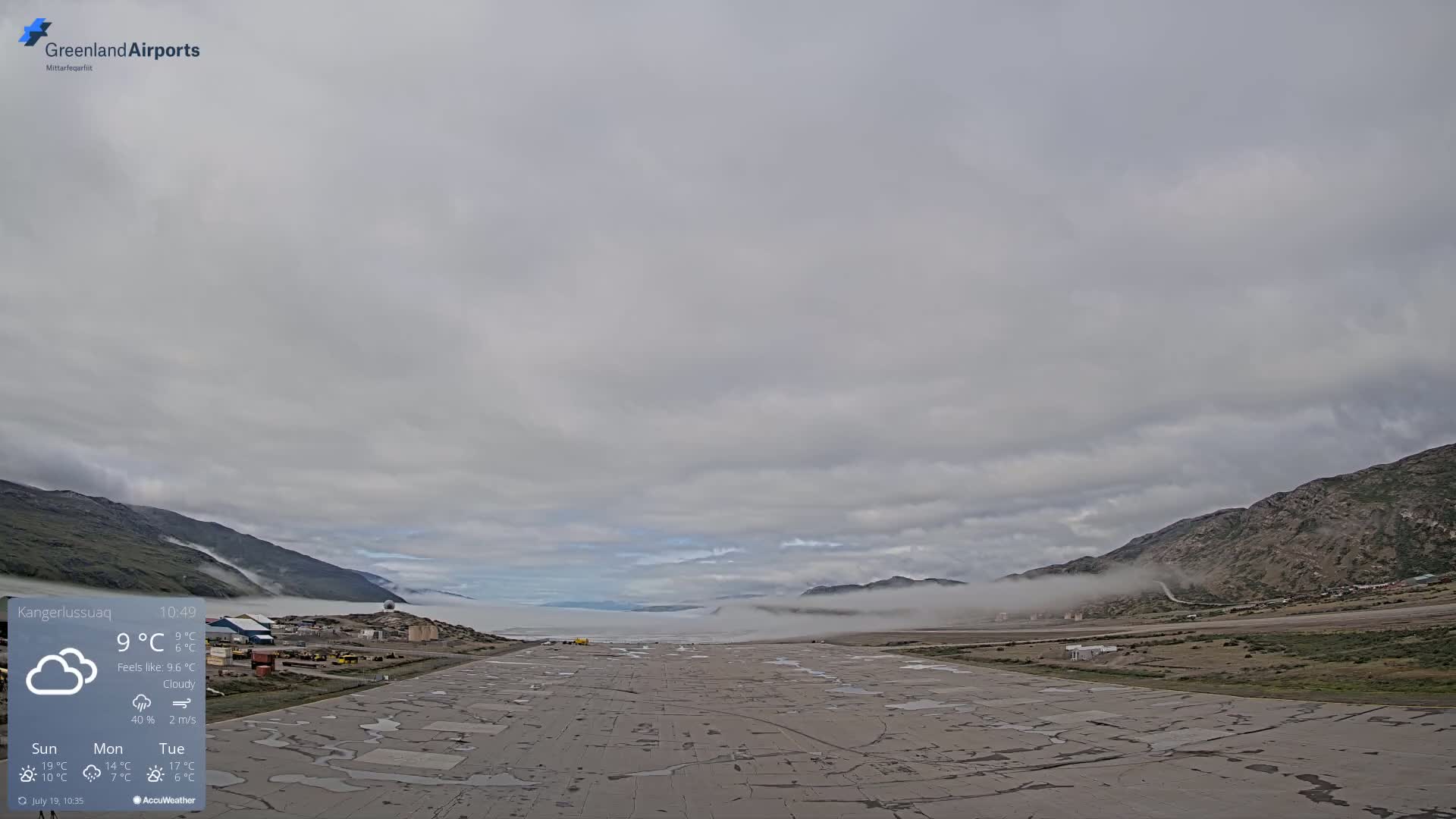 Kangerlussuaq Village & Kangerlussuaq Sondre Stromfjord Airport West Towards View Live Cam SFJ/BGSF - Kangerlussuaq, Qeqqata, Greenland, Denmark