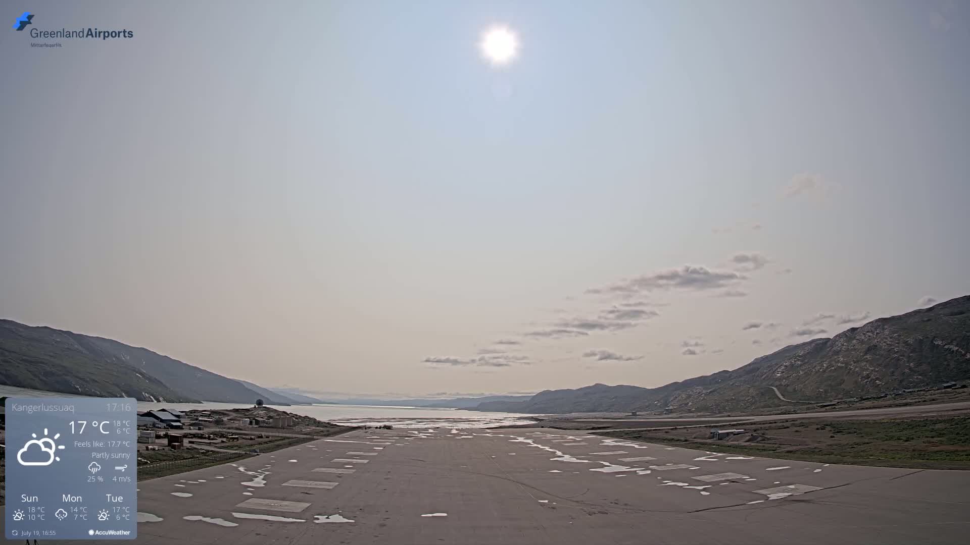 Kangerlussuaq Village & Kangerlussuaq Sondre Stromfjord Airport West Towards View Live Cam SFJ/BGSF - Kangerlussuaq, Qeqqata, Greenland, Denmark