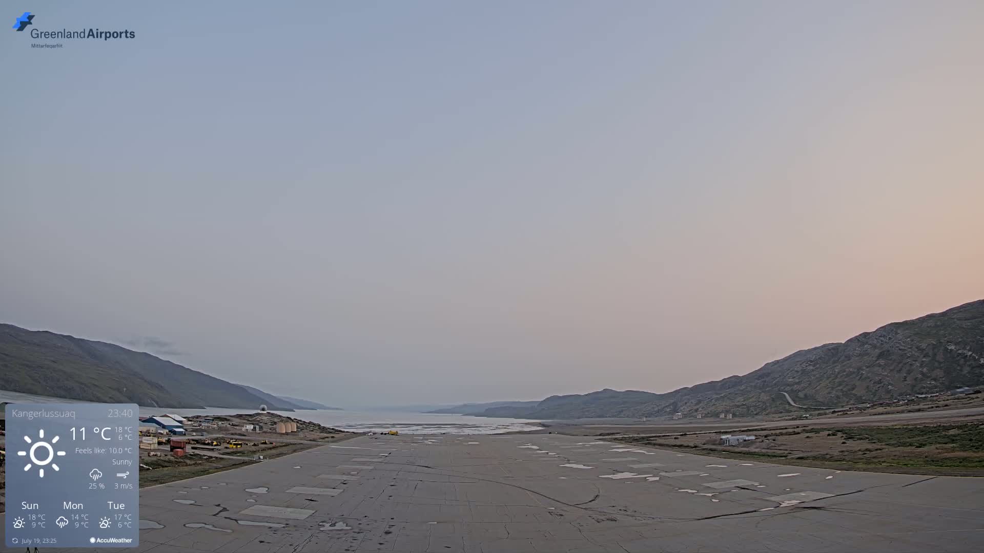 Kangerlussuaq Village & Kangerlussuaq Sondre Stromfjord Airport West Towards View Live Cam SFJ/BGSF - Kangerlussuaq, Qeqqata, Greenland, Denmark