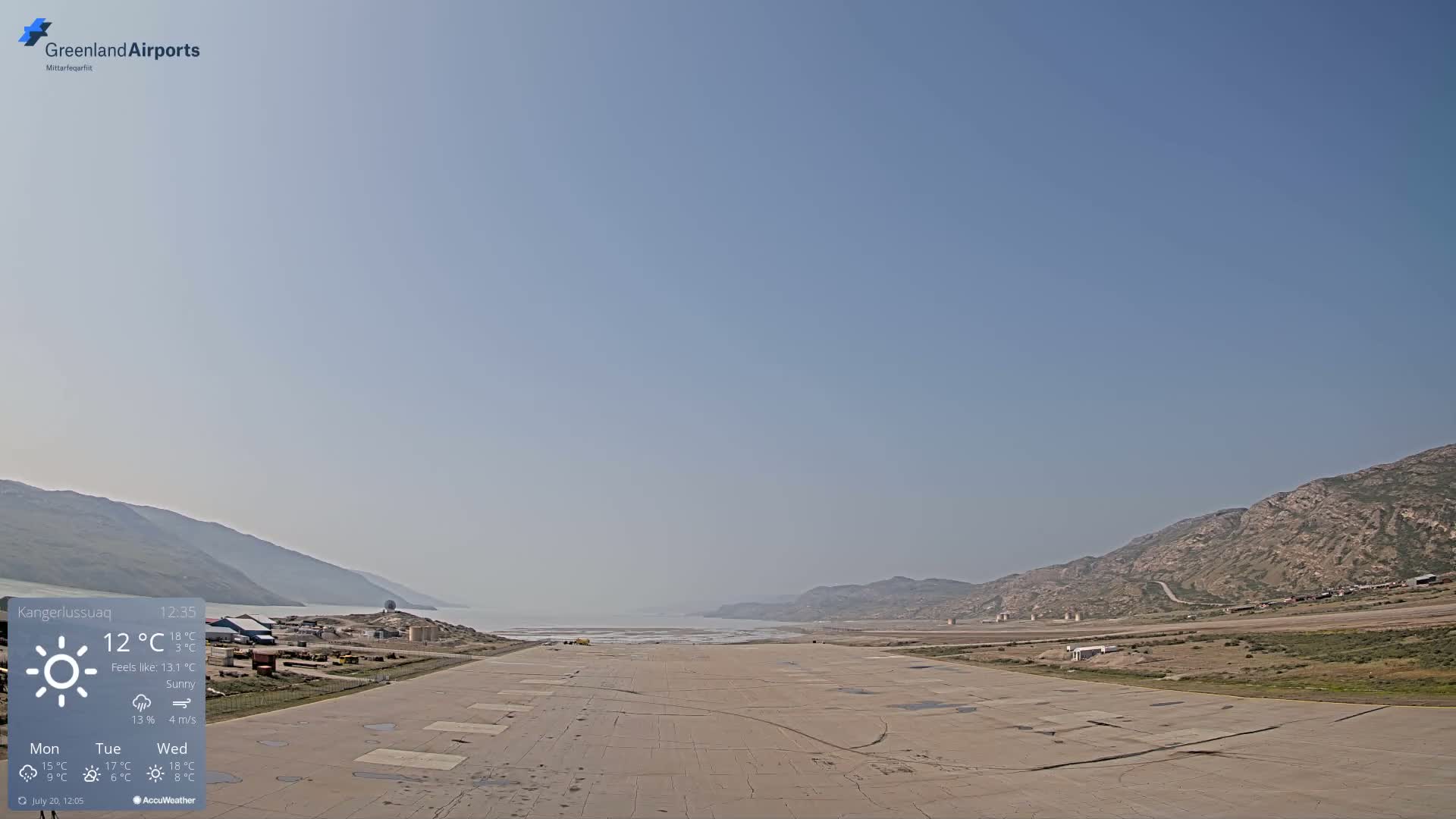 Kangerlussuaq Village & Kangerlussuaq Sondre Stromfjord Airport West Towards View Live Cam SFJ/BGSF - Kangerlussuaq, Qeqqata, Greenland, Denmark
