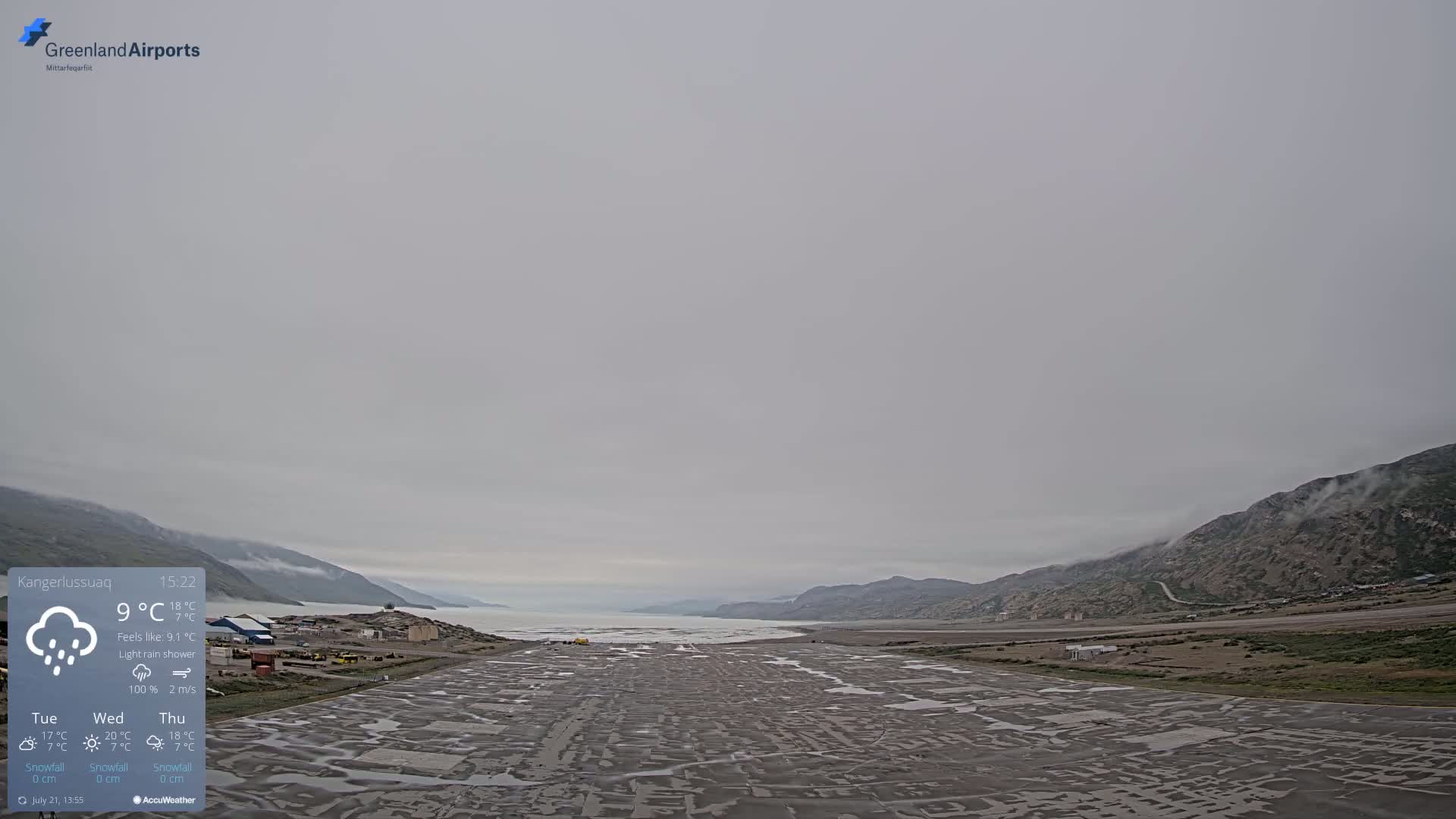 Kangerlussuaq Village & Kangerlussuaq Sondre Stromfjord Airport West Towards View Live Cam SFJ/BGSF - Kangerlussuaq, Qeqqata, Greenland, Denmark