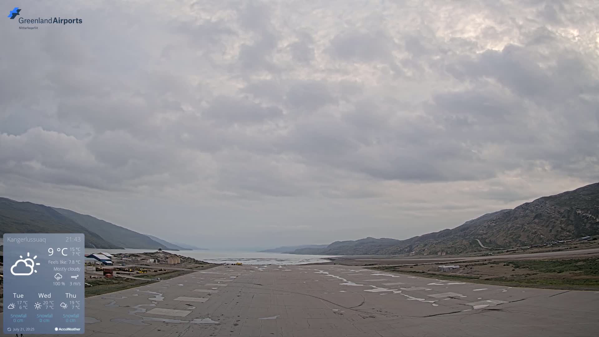 Kangerlussuaq Village & Kangerlussuaq Sondre Stromfjord Airport West Towards View Live Cam SFJ/BGSF - Kangerlussuaq, Qeqqata, Greenland, Denmark