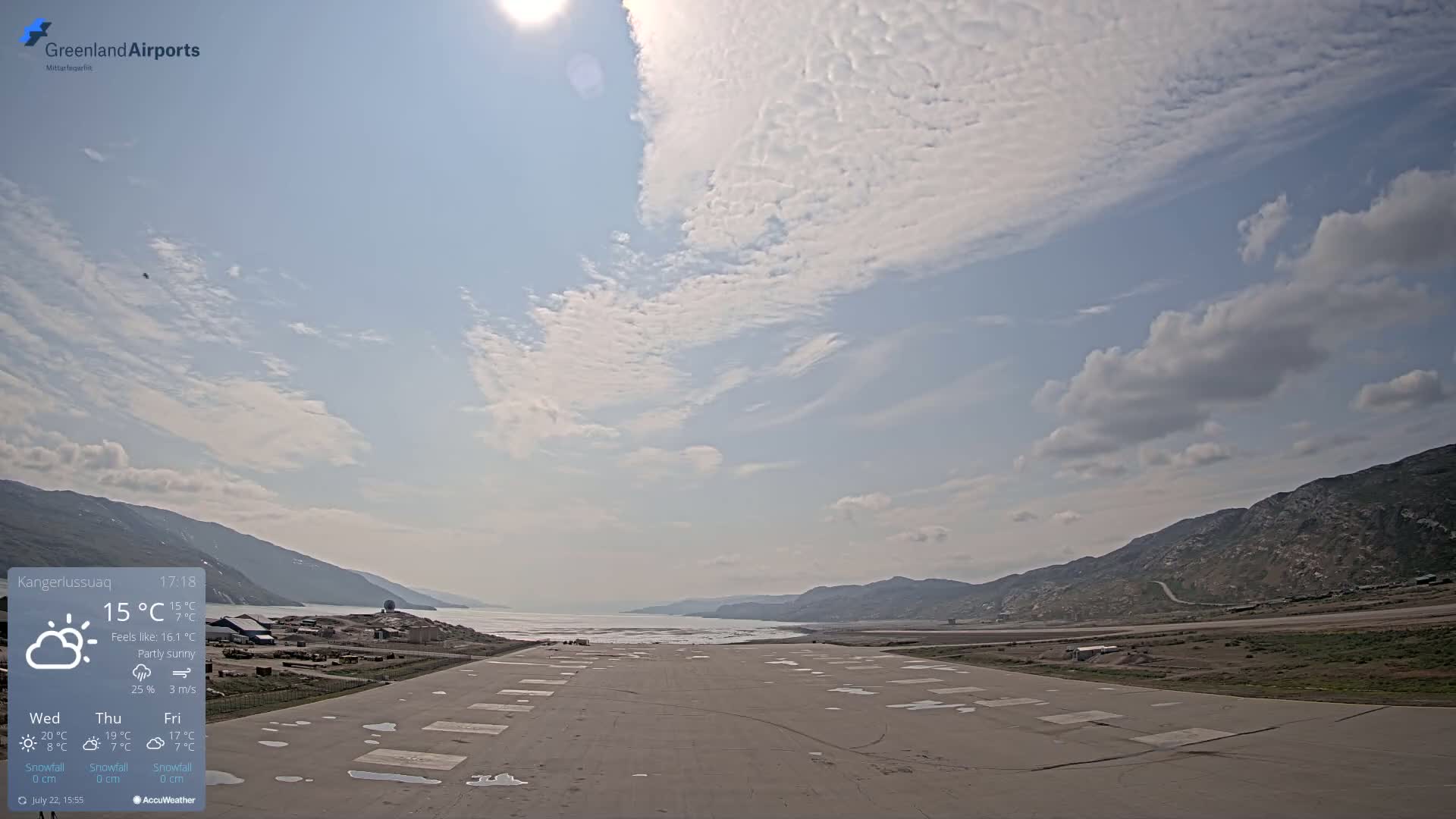 Kangerlussuaq Village & Kangerlussuaq Sondre Stromfjord Airport West Towards View Live Cam SFJ/BGSF - Kangerlussuaq, Qeqqata, Greenland, Denmark