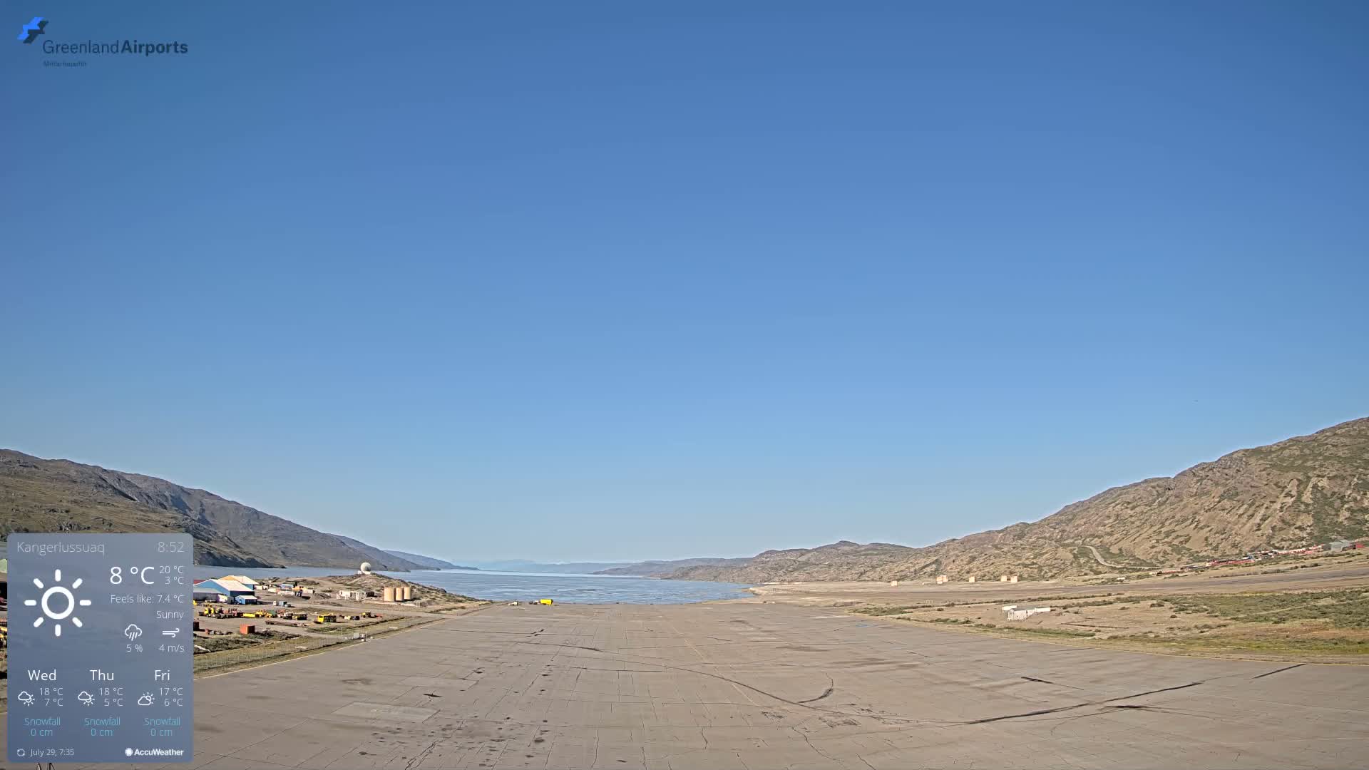 Kangerlussuaq Village & Kangerlussuaq Sondre Stromfjord Airport West Towards View Live Cam SFJ/BGSF - Kangerlussuaq, Qeqqata, Greenland, Denmark