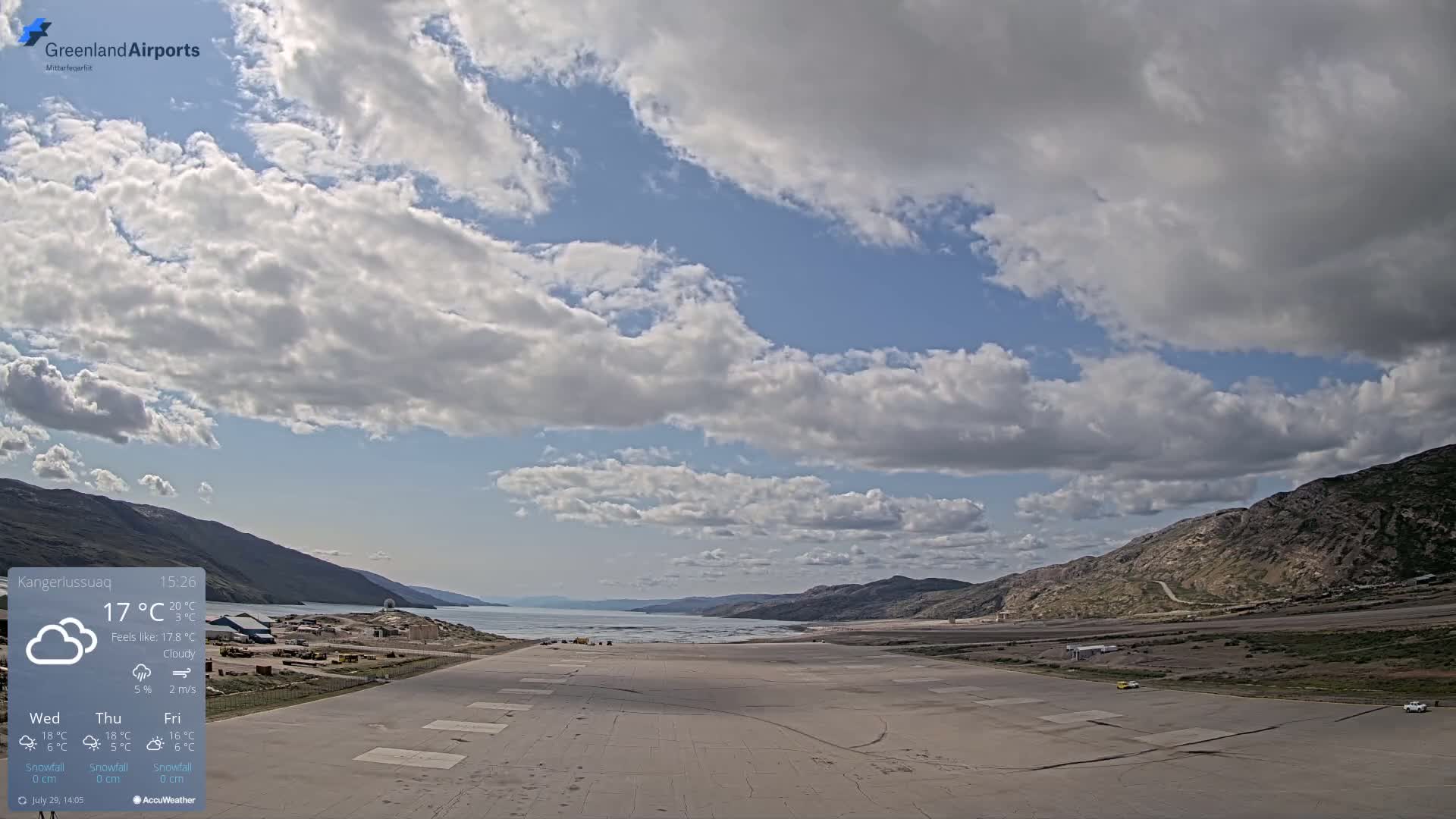 Kangerlussuaq Village & Kangerlussuaq Sondre Stromfjord Airport West Towards View Live Cam SFJ/BGSF - Kangerlussuaq, Qeqqata, Greenland, Denmark