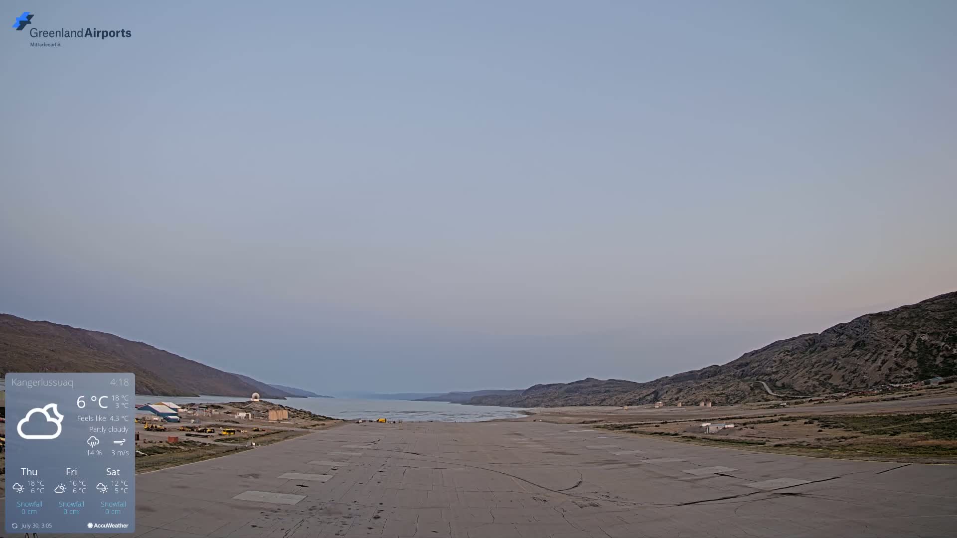 Kangerlussuaq Village & Kangerlussuaq Sondre Stromfjord Airport West Towards View Live Cam SFJ/BGSF - Kangerlussuaq, Qeqqata, Greenland, Denmark