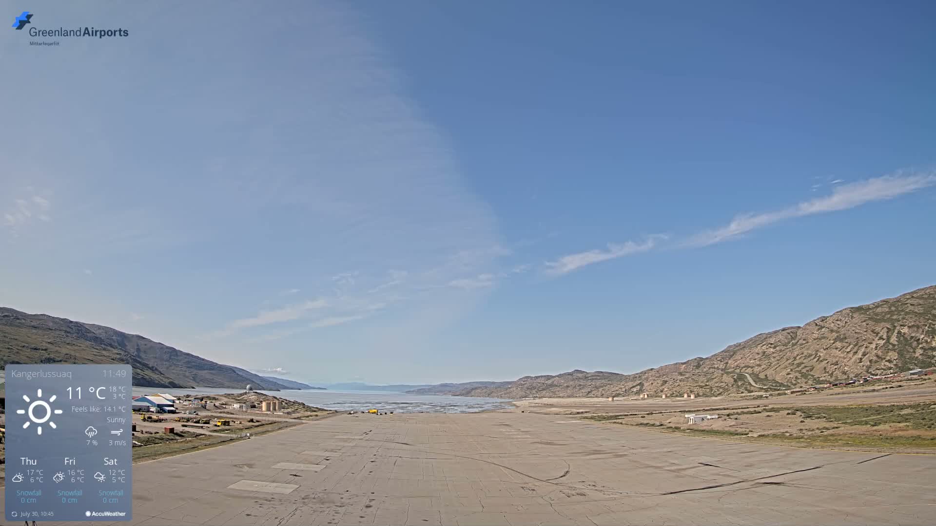 Kangerlussuaq Village & Kangerlussuaq Sondre Stromfjord Airport West Towards View Live Cam SFJ/BGSF - Kangerlussuaq, Qeqqata, Greenland, Denmark