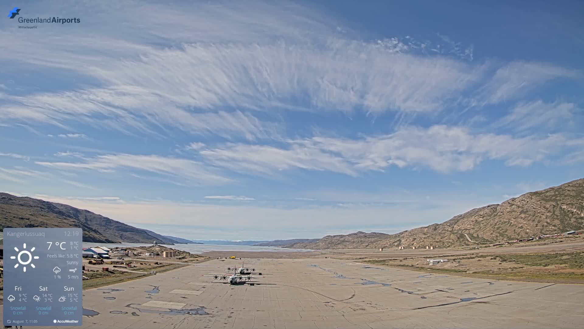 Kangerlussuaq Village & Kangerlussuaq Sondre Stromfjord Airport West Towards View Live Cam SFJ/BGSF - Kangerlussuaq, Qeqqata, Greenland, Denmark