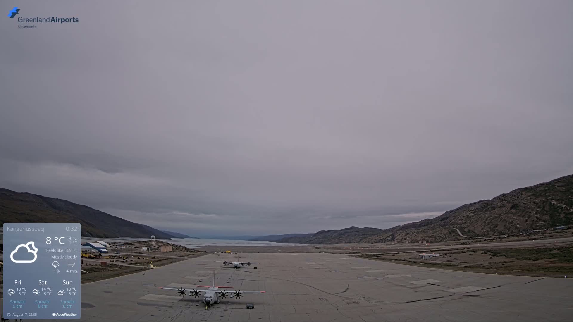 Kangerlussuaq Village & Kangerlussuaq Sondre Stromfjord Airport West Towards View Live Cam SFJ/BGSF - Kangerlussuaq, Qeqqata, Greenland, Denmark