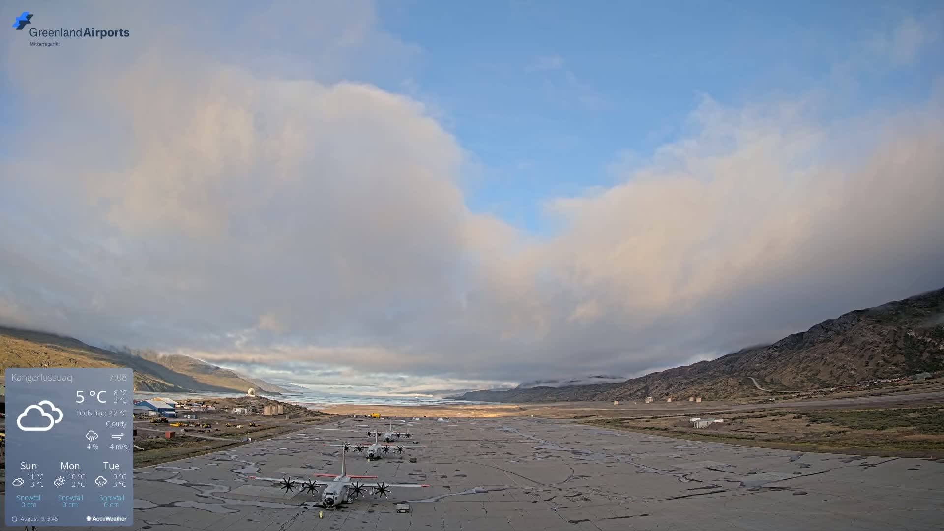 Kangerlussuaq Village & Kangerlussuaq Sondre Stromfjord Airport West Towards View Live Cam SFJ/BGSF - Kangerlussuaq, Qeqqata, Greenland, Denmark