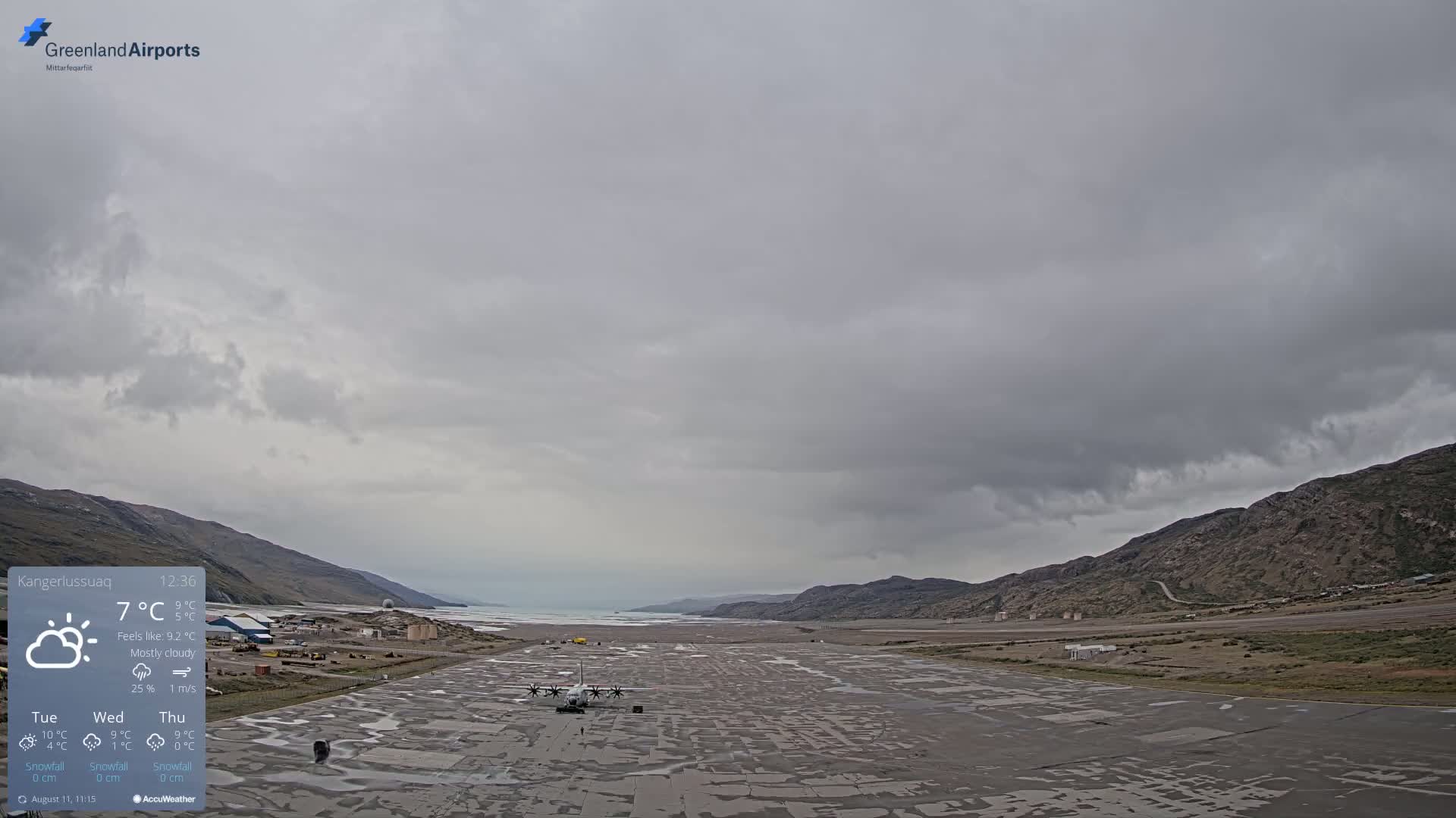 Kangerlussuaq Village & Kangerlussuaq Sondre Stromfjord Airport West Towards View Live Cam SFJ/BGSF - Kangerlussuaq, Qeqqata, Greenland, Denmark