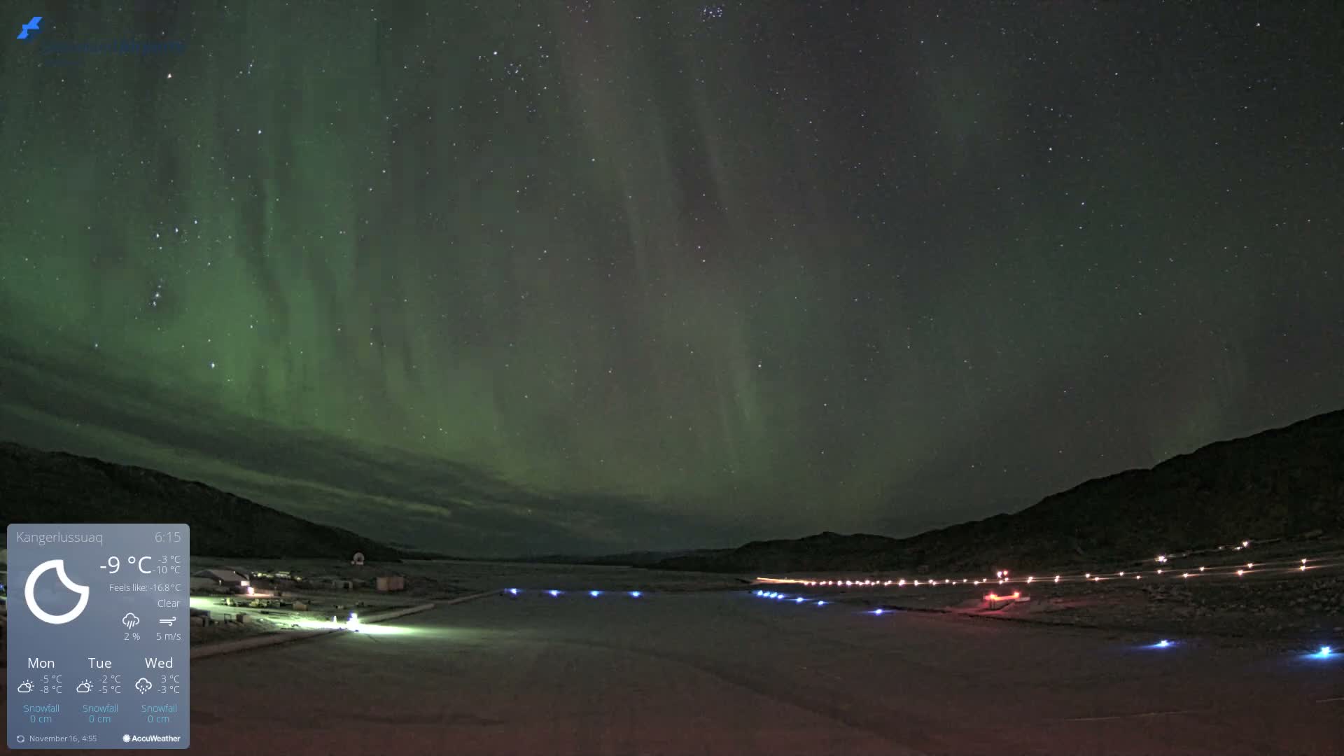 Kangerlussuaq Village & Kangerlussuaq Sondre Stromfjord Airport West Towards View Live Cam SFJ/BGSF - Kangerlussuaq, Qeqqata, Greenland, Denmark