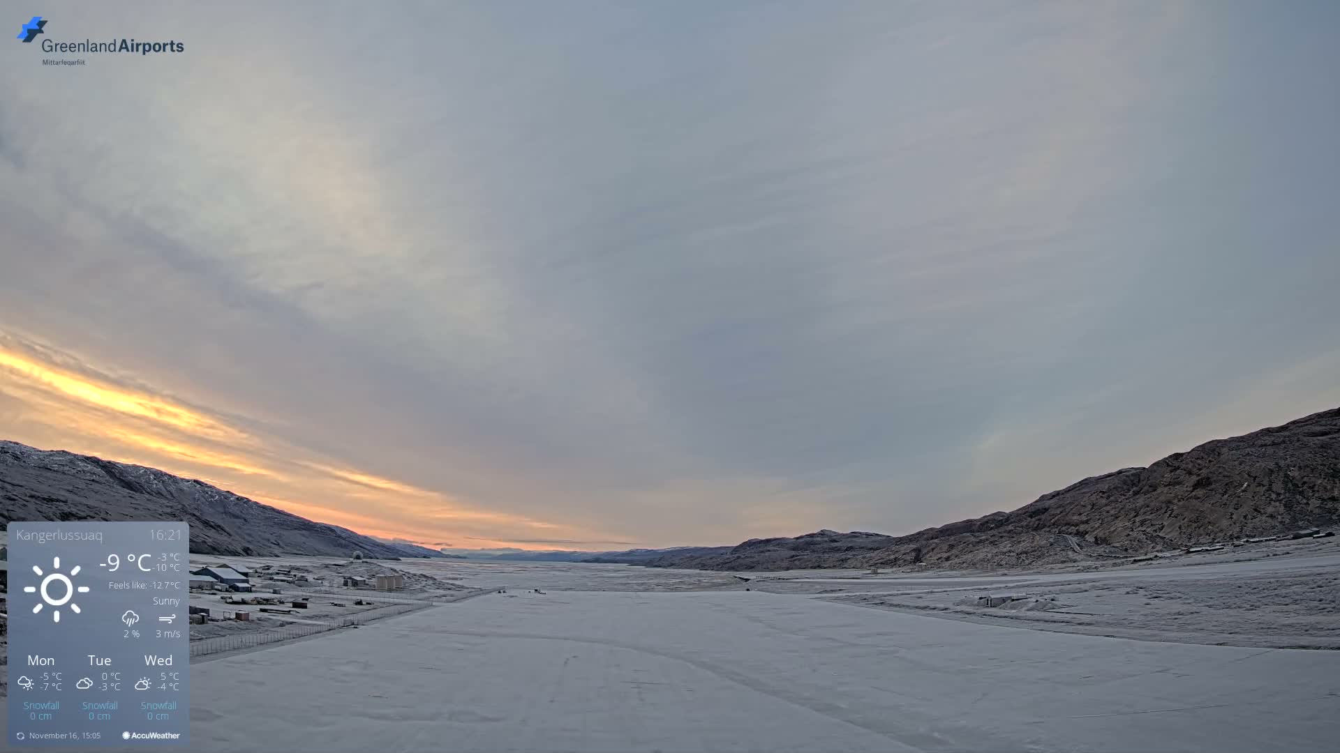 Kangerlussuaq Village & Kangerlussuaq Sondre Stromfjord Airport West Towards View Live Cam SFJ/BGSF - Kangerlussuaq, Qeqqata, Greenland, Denmark