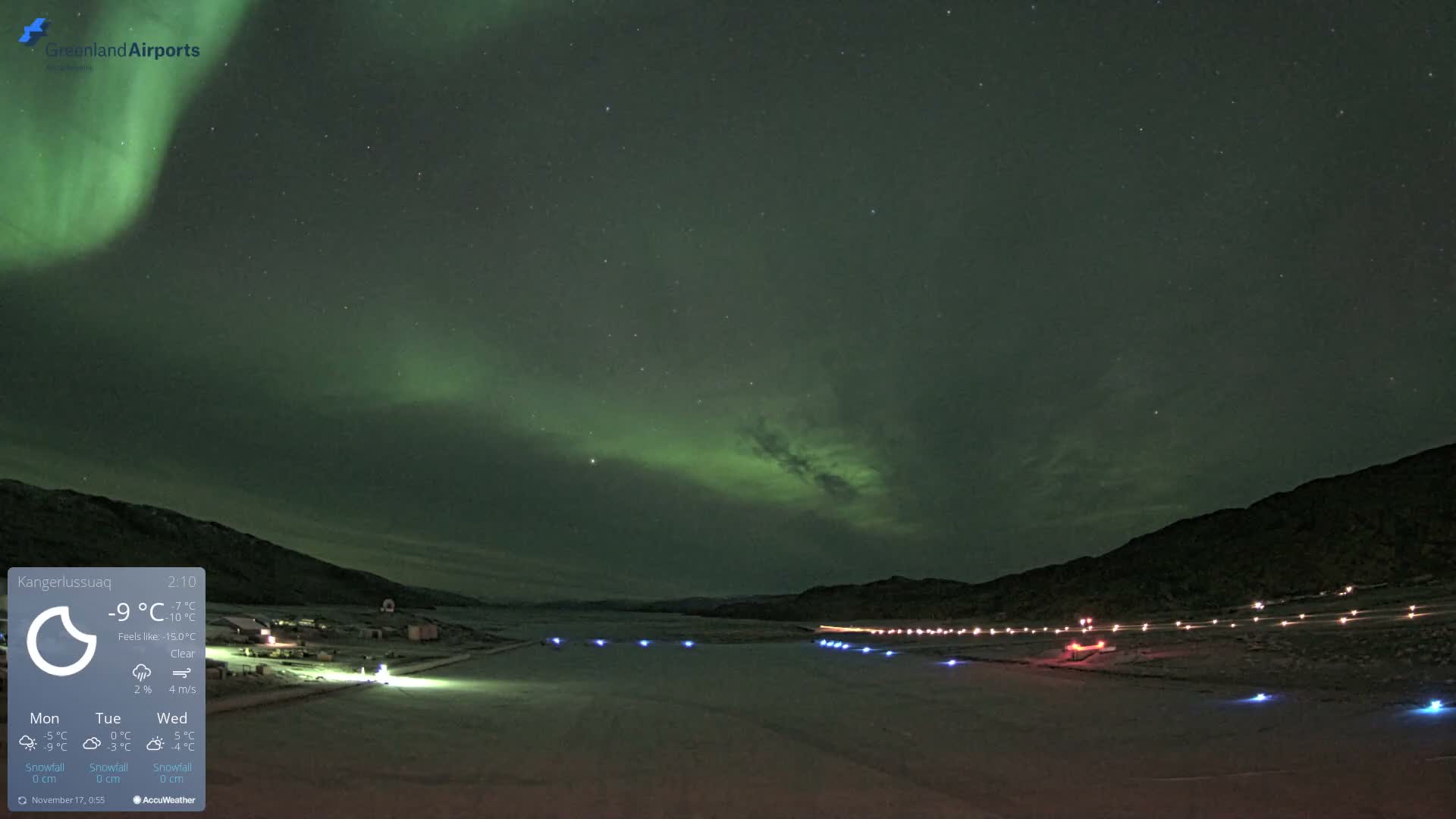 Kangerlussuaq Village & Kangerlussuaq Sondre Stromfjord Airport West Towards View Live Cam SFJ/BGSF - Kangerlussuaq, Qeqqata, Greenland, Denmark