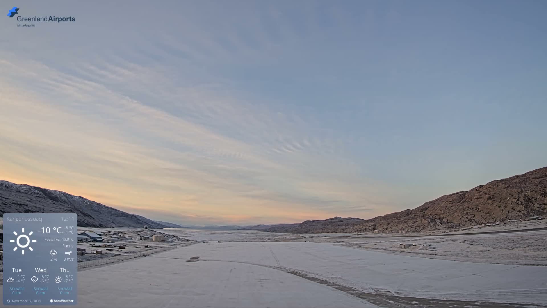 Kangerlussuaq Village & Kangerlussuaq Sondre Stromfjord Airport West Towards View Live Cam SFJ/BGSF - Kangerlussuaq, Qeqqata, Greenland, Denmark