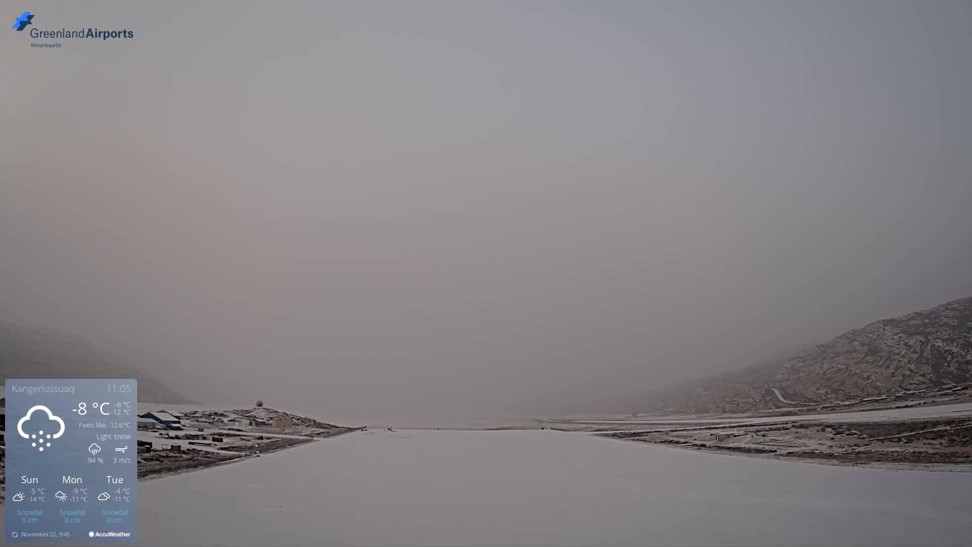 Kangerlussuaq Village & Kangerlussuaq Sondre Stromfjord Airport West Towards View Live Cam SFJ/BGSF - Kangerlussuaq, Qeqqata, Greenland, Denmark