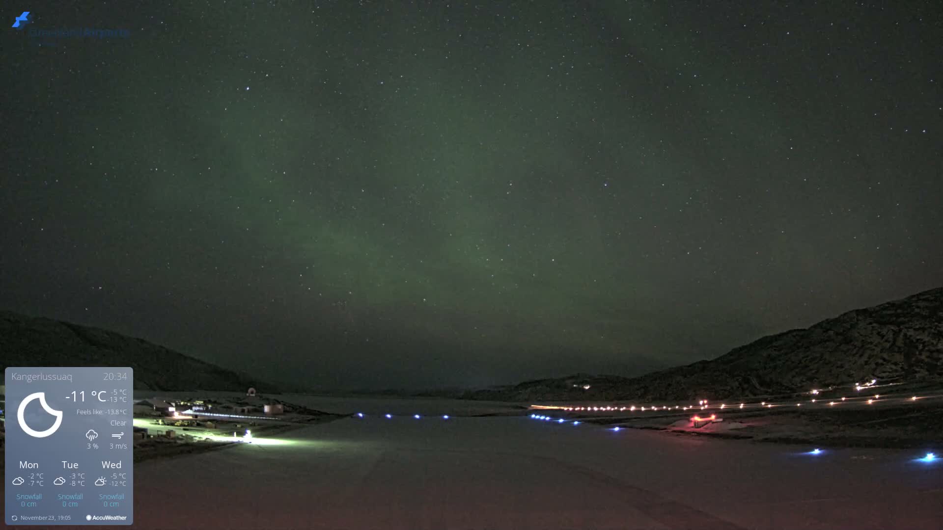 Kangerlussuaq Village & Kangerlussuaq Sondre Stromfjord Airport West Towards View Live Cam SFJ/BGSF - Kangerlussuaq, Qeqqata, Greenland, Denmark