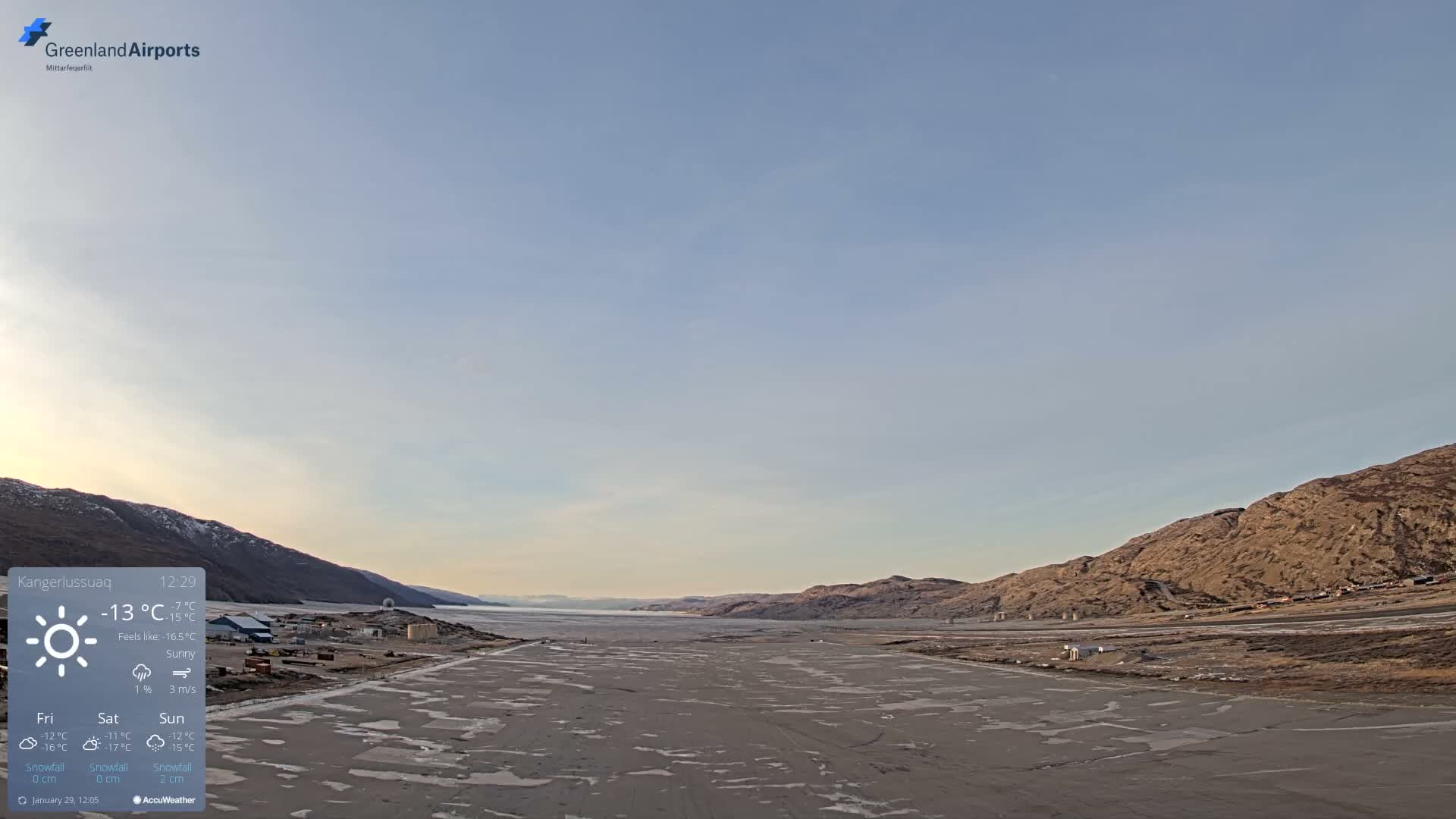 Kangerlussuaq Village & Kangerlussuaq Sondre Stromfjord Airport West Towards View Live Cam SFJ/BGSF - Kangerlussuaq, Qeqqata, Greenland, Denmark