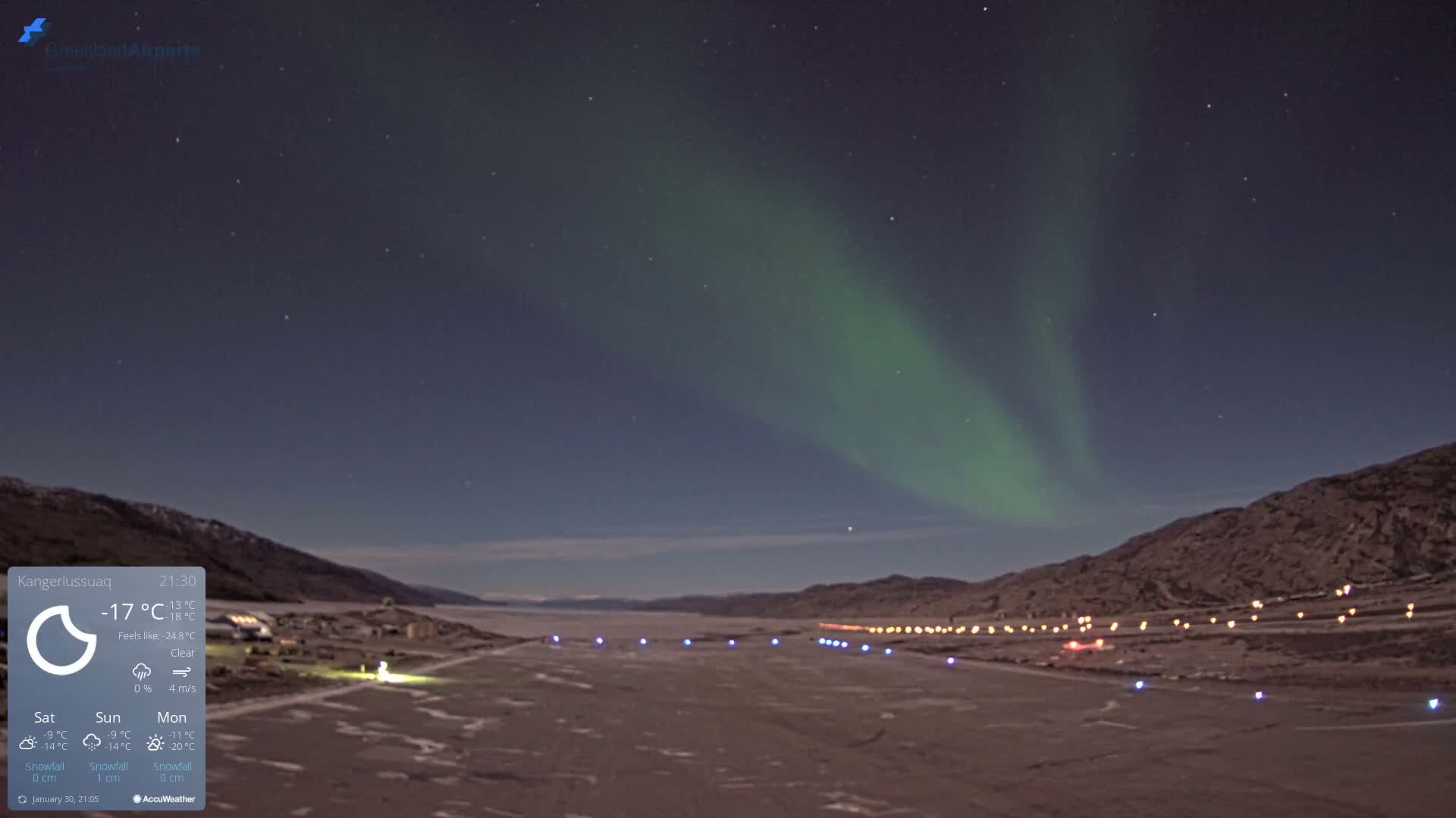 Kangerlussuaq Village & Kangerlussuaq Sondre Stromfjord Airport West Towards View Live Cam SFJ/BGSF - Kangerlussuaq, Qeqqata, Greenland, Denmark