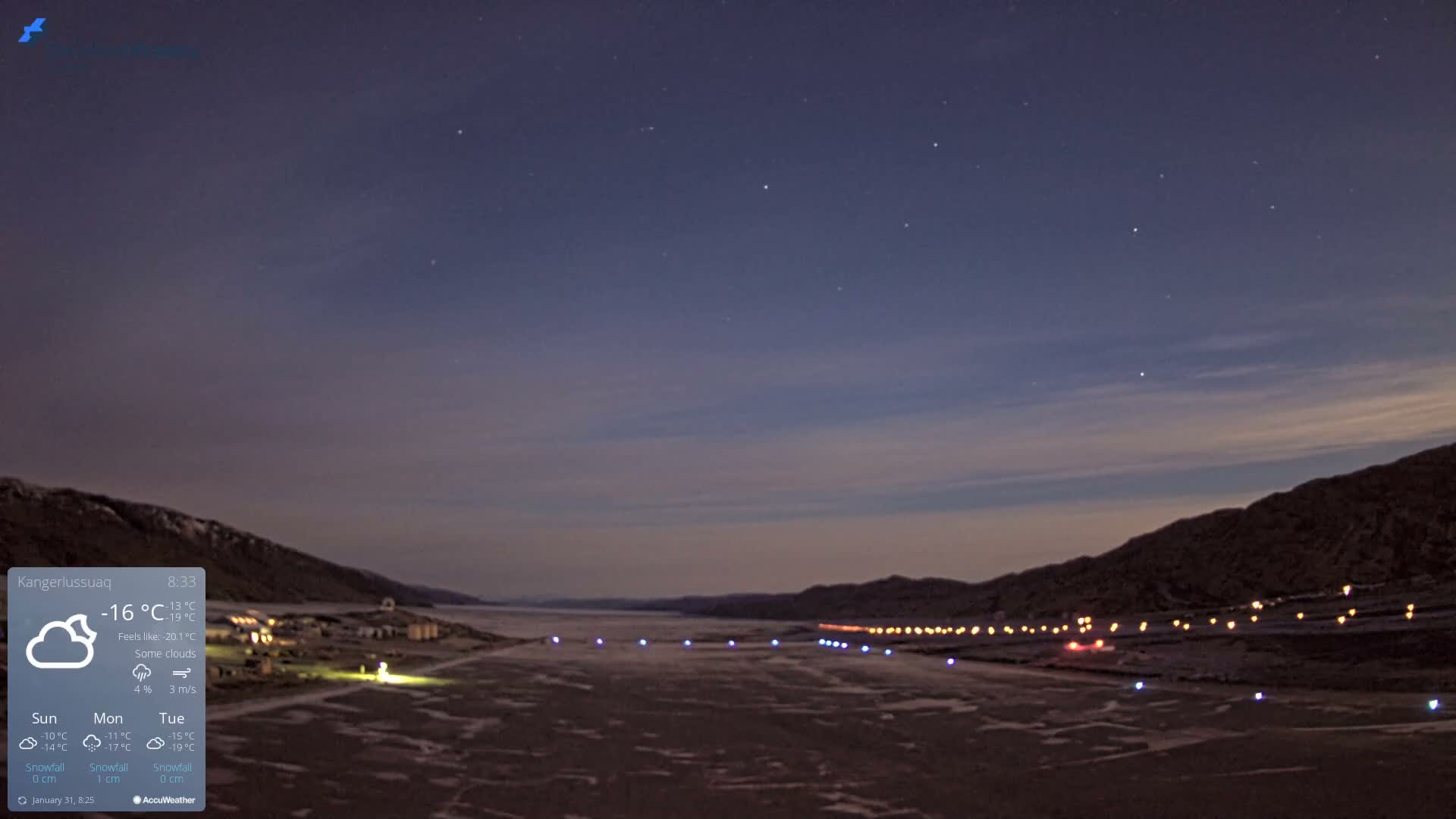 Kangerlussuaq Village & Kangerlussuaq Sondre Stromfjord Airport West Towards View Live Cam SFJ/BGSF - Kangerlussuaq, Qeqqata, Greenland, Denmark
