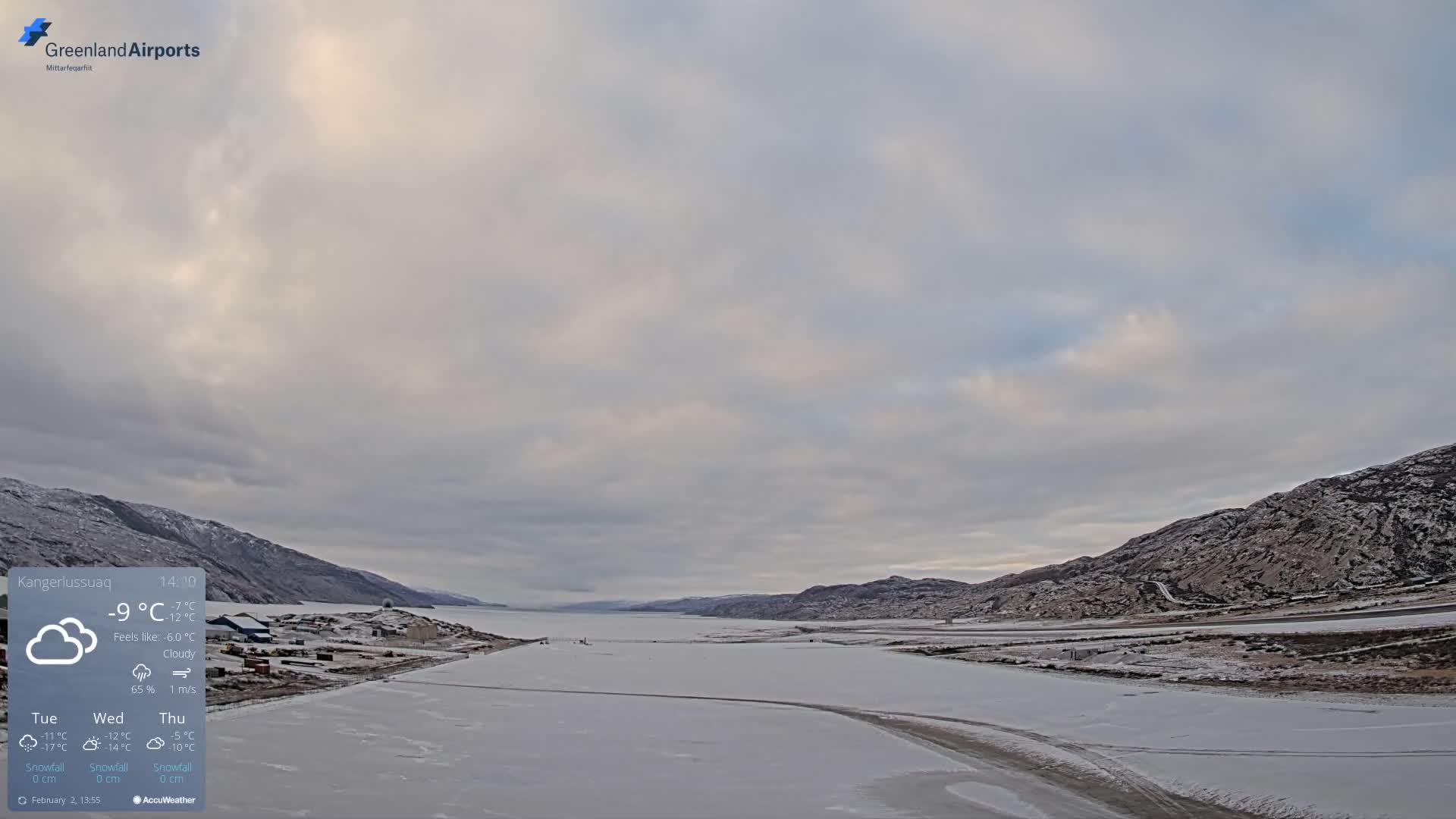 Kangerlussuaq Village & Kangerlussuaq Sondre Stromfjord Airport West Towards View Live Cam SFJ/BGSF - Kangerlussuaq, Qeqqata, Greenland, Denmark
