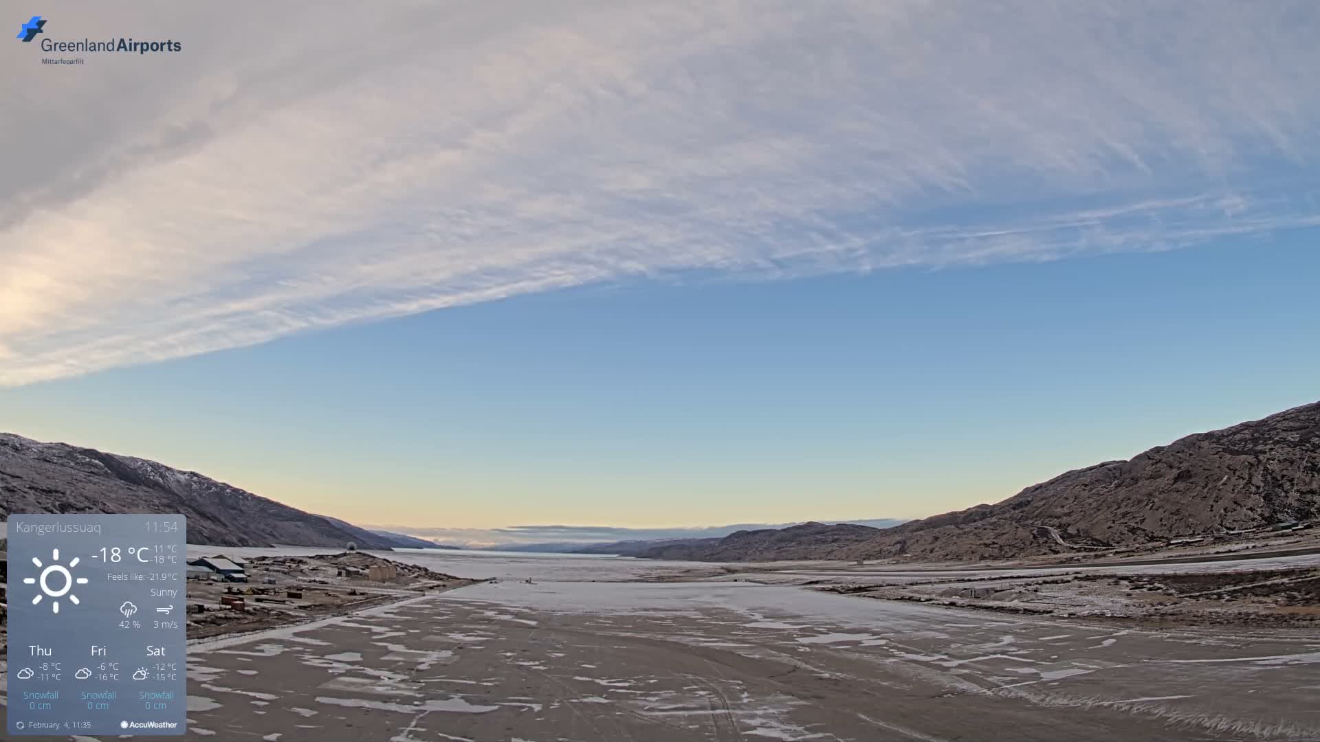 Kangerlussuaq Village & Kangerlussuaq Sondre Stromfjord Airport West Towards View Live Cam SFJ/BGSF - Kangerlussuaq, Qeqqata, Greenland, Denmark