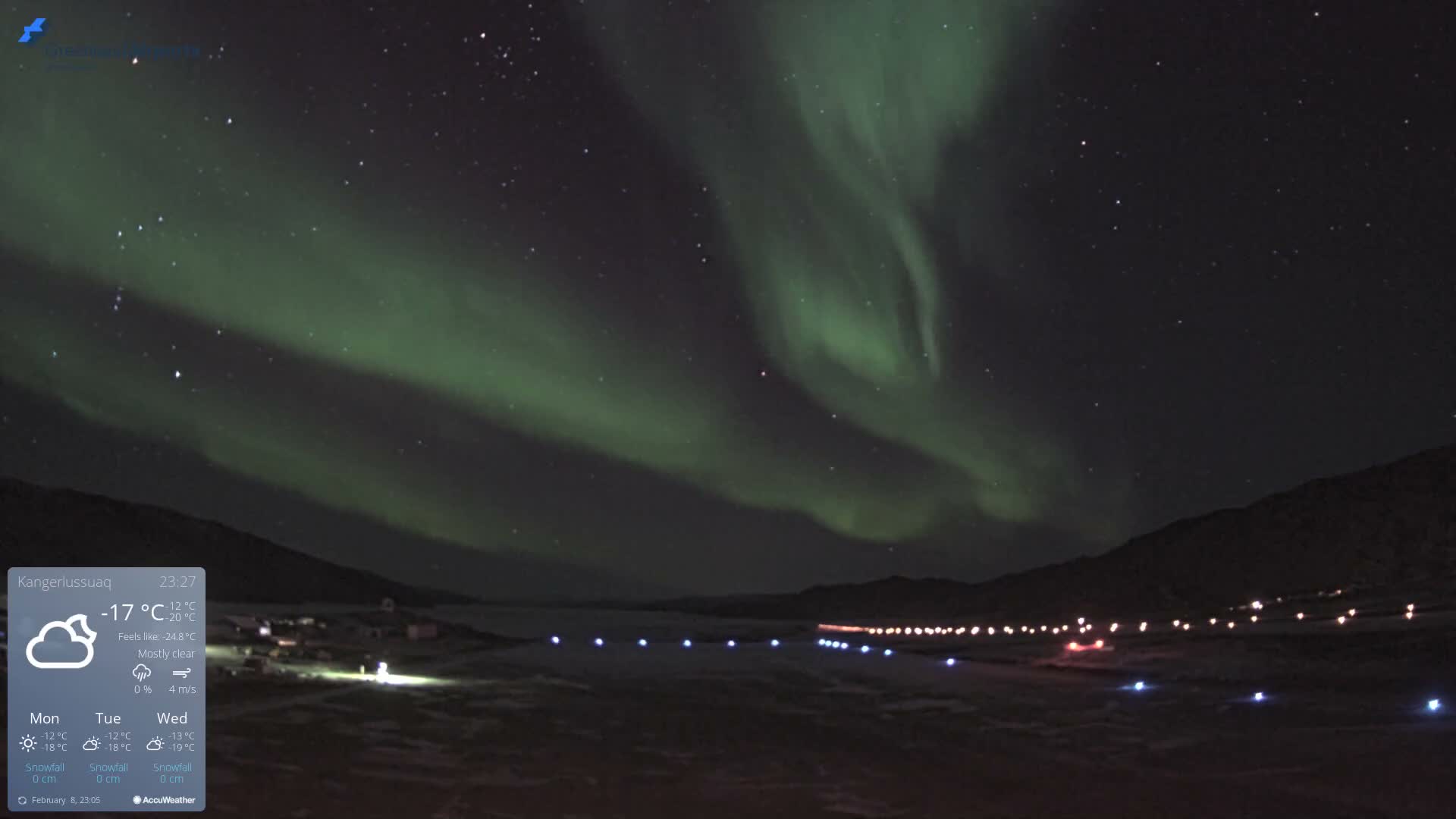 Kangerlussuaq Village & Kangerlussuaq Sondre Stromfjord Airport West Towards View Live Cam SFJ/BGSF - Kangerlussuaq, Qeqqata, Greenland, Denmark