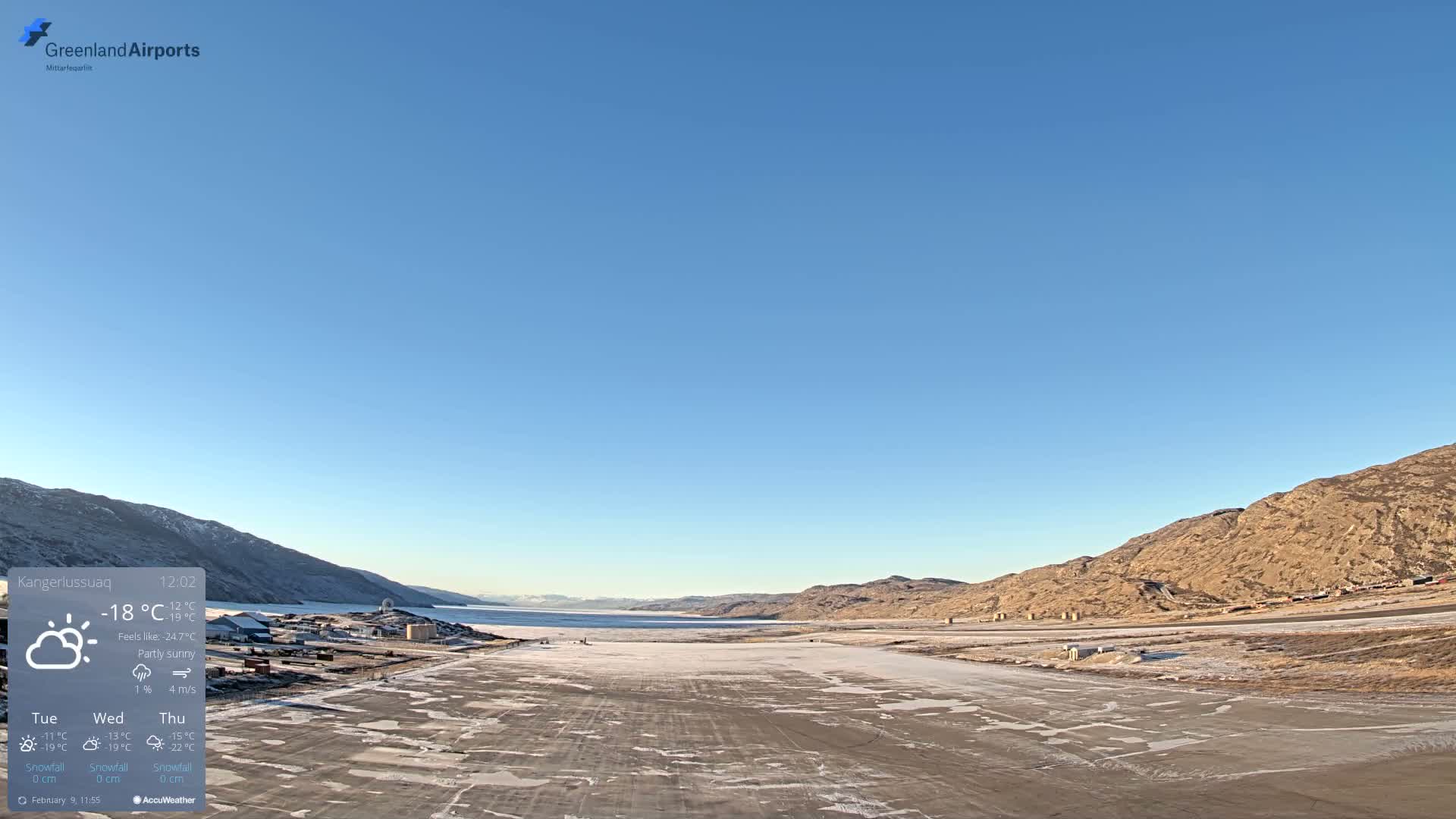 Kangerlussuaq Village & Kangerlussuaq Sondre Stromfjord Airport West Towards View Live Cam SFJ/BGSF - Kangerlussuaq, Qeqqata, Greenland, Denmark