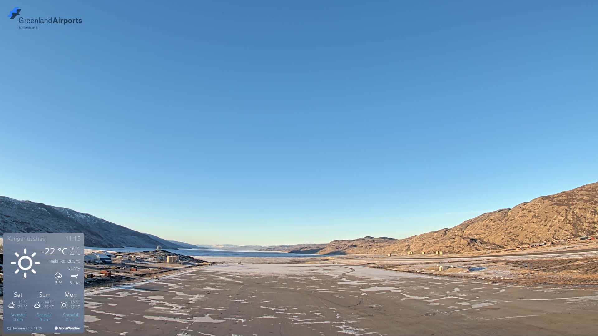 Kangerlussuaq Village & Kangerlussuaq Sondre Stromfjord Airport West Towards View Live Cam SFJ/BGSF - Kangerlussuaq, Qeqqata, Greenland, Denmark