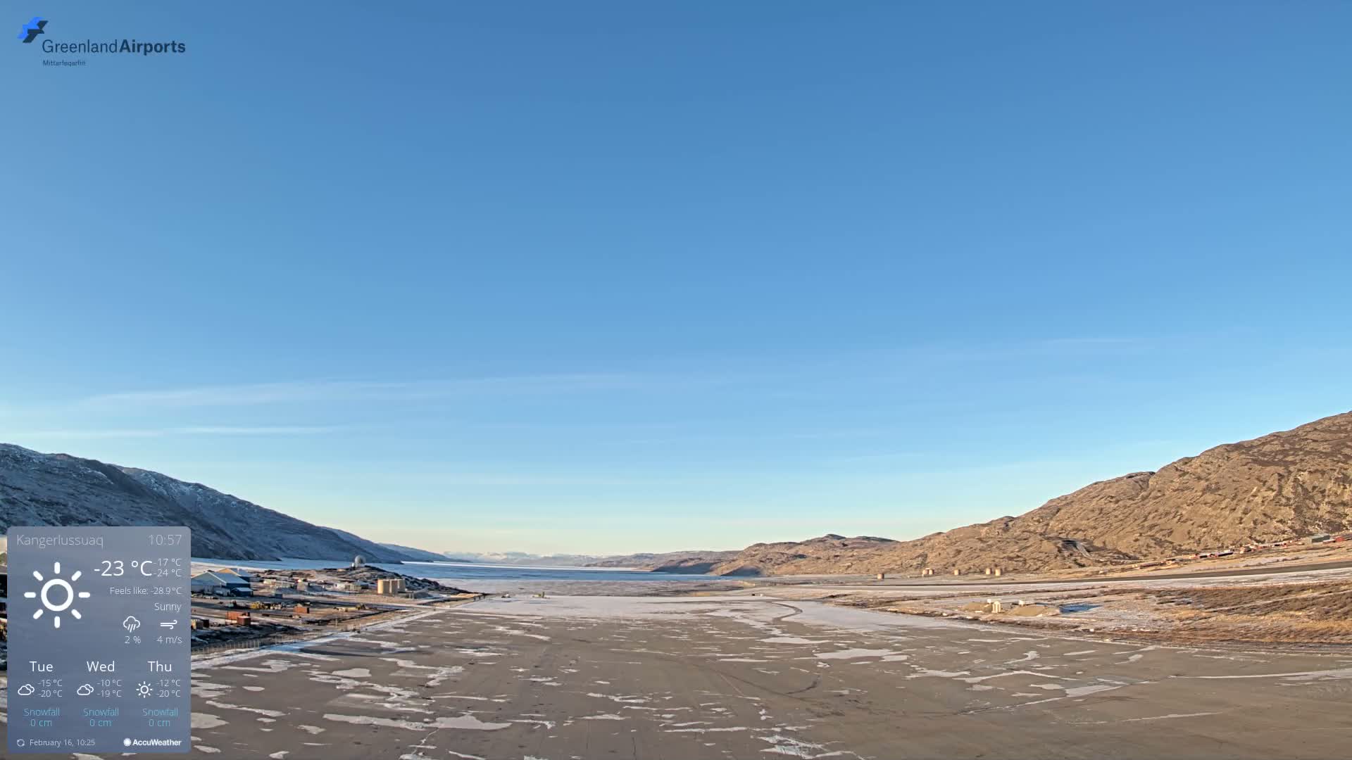 Kangerlussuaq Village & Kangerlussuaq Sondre Stromfjord Airport West Towards View Live Cam SFJ/BGSF - Kangerlussuaq, Qeqqata, Greenland, Denmark