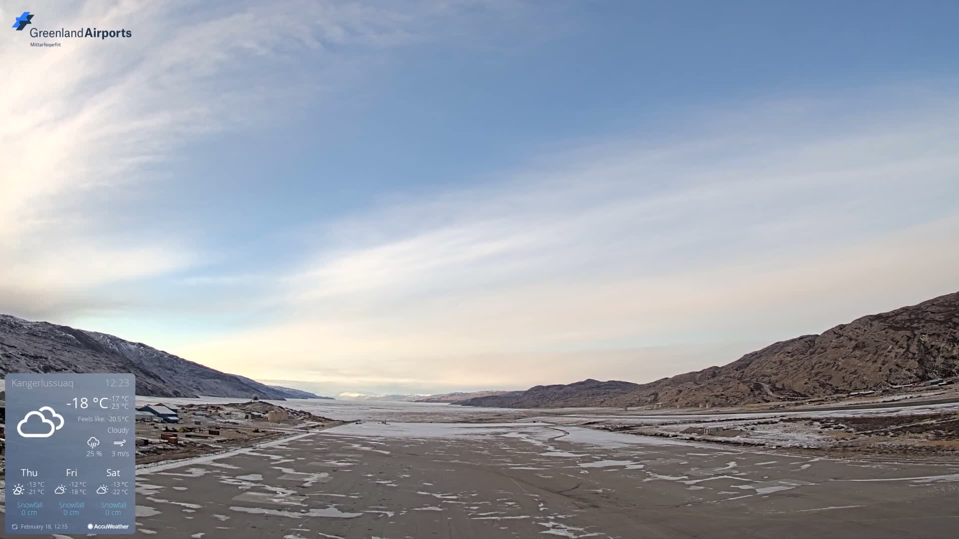 Kangerlussuaq Village & Kangerlussuaq Sondre Stromfjord Airport West Towards View Live Cam SFJ/BGSF - Kangerlussuaq, Qeqqata, Greenland, Denmark