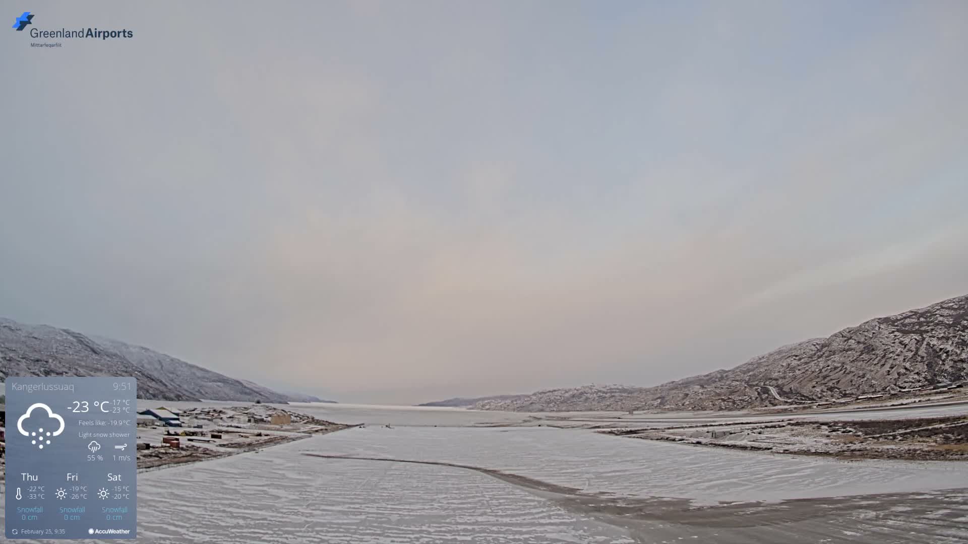 Kangerlussuaq Village & Kangerlussuaq Sondre Stromfjord Airport West Towards View Live Cam SFJ/BGSF - Kangerlussuaq, Qeqqata, Greenland, Denmark