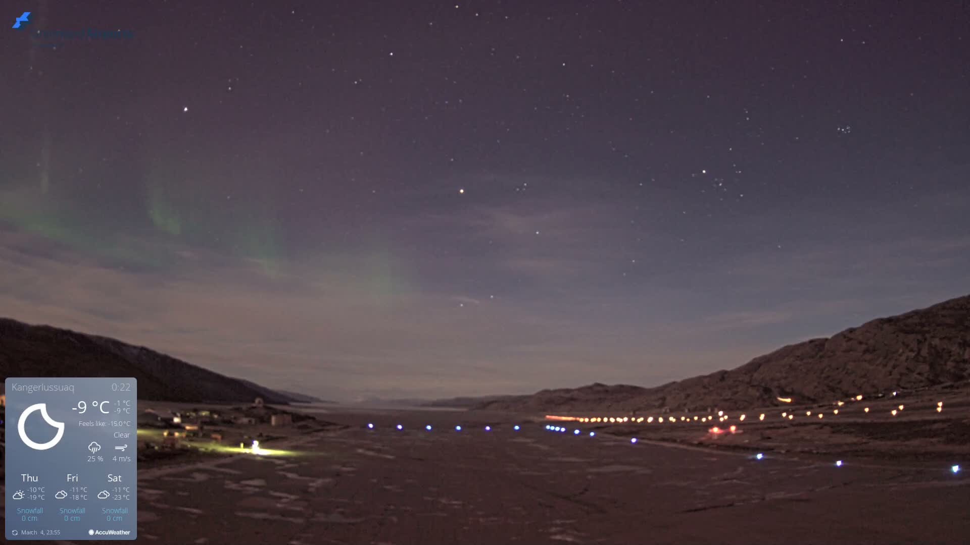 Kangerlussuaq Village & Kangerlussuaq Sondre Stromfjord Airport West Towards View Live Cam SFJ/BGSF - Kangerlussuaq, Qeqqata, Greenland, Denmark