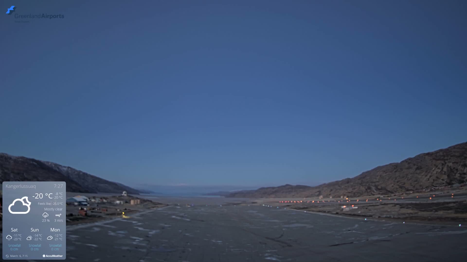 Kangerlussuaq Village & Kangerlussuaq Sondre Stromfjord Airport West Towards View Live Cam SFJ/BGSF - Kangerlussuaq, Qeqqata, Greenland, Denmark