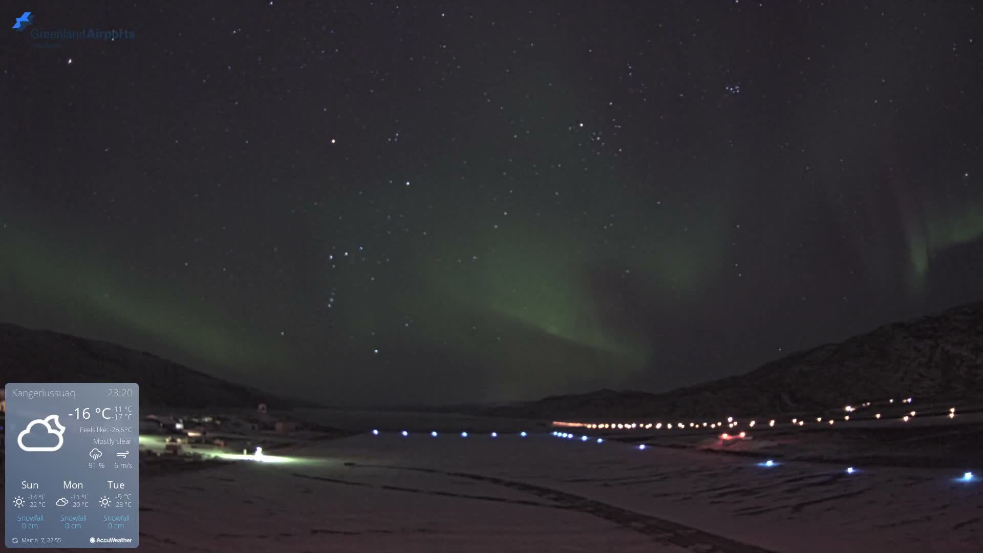 Kangerlussuaq Village & Kangerlussuaq Sondre Stromfjord Airport West Towards View Live Cam SFJ/BGSF - Kangerlussuaq, Qeqqata, Greenland, Denmark